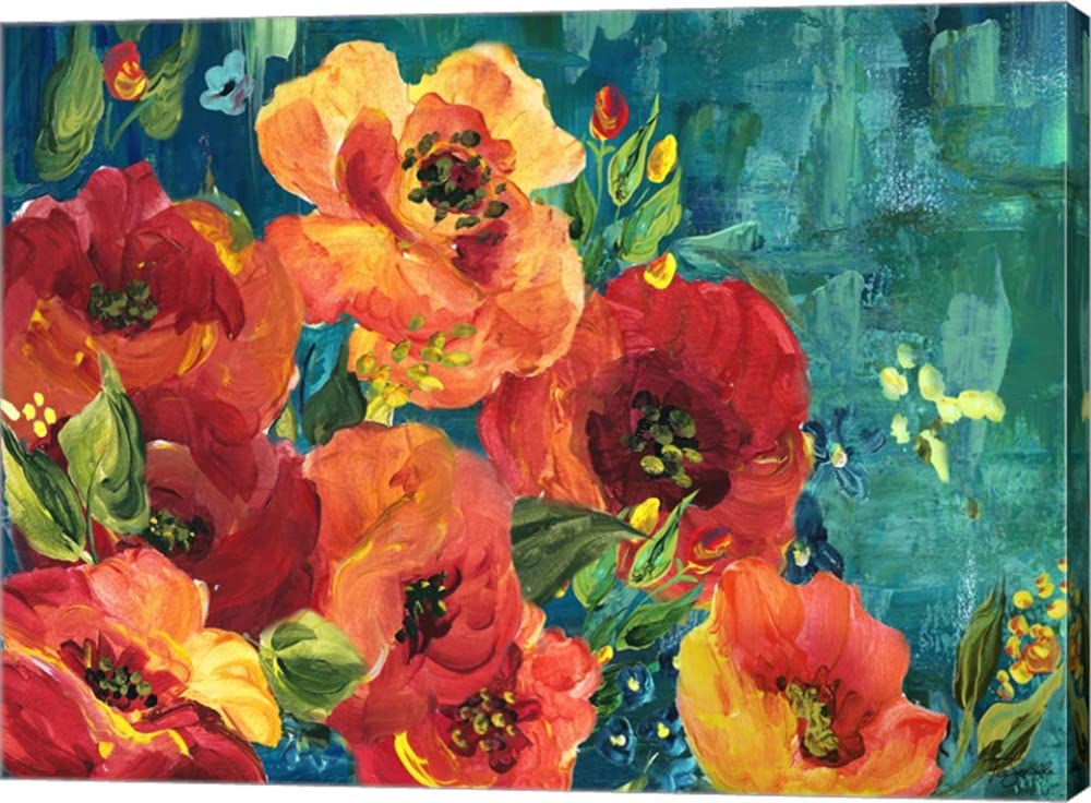 TRE Sorelle Studios Rainbow Garden Landscape Canvas Wall Art - 16x12 Inches Gallery Wrap, Handmade Floral Painting for Living Room, Bedroom & Office Decor