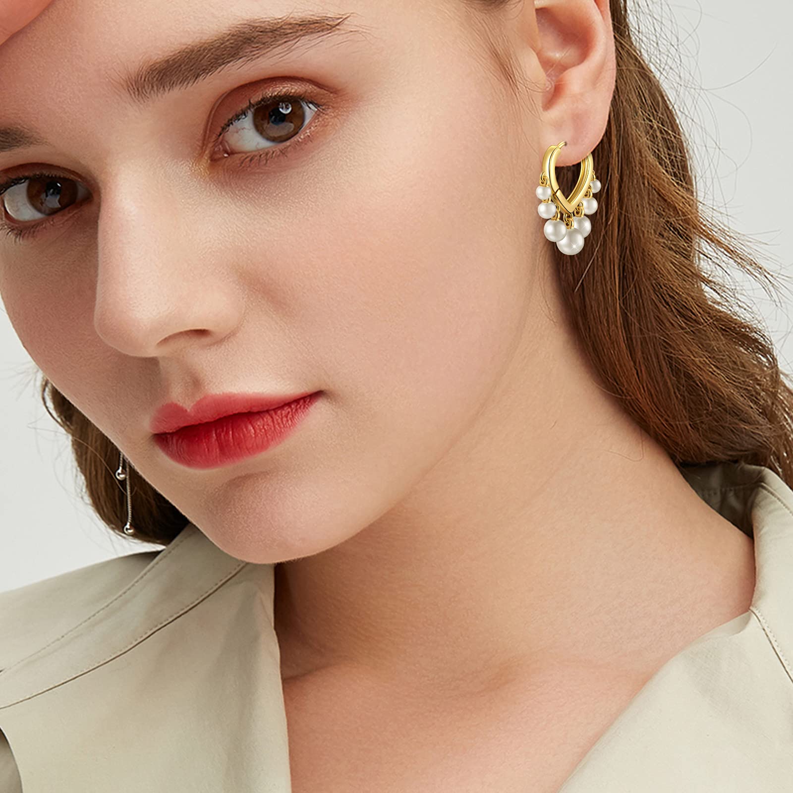 14K Gold Plated Beaded Dangle Earrings for Women - Elegant Sterling Silver Statement Jewelry for Party, Wedding & Everyday Wear