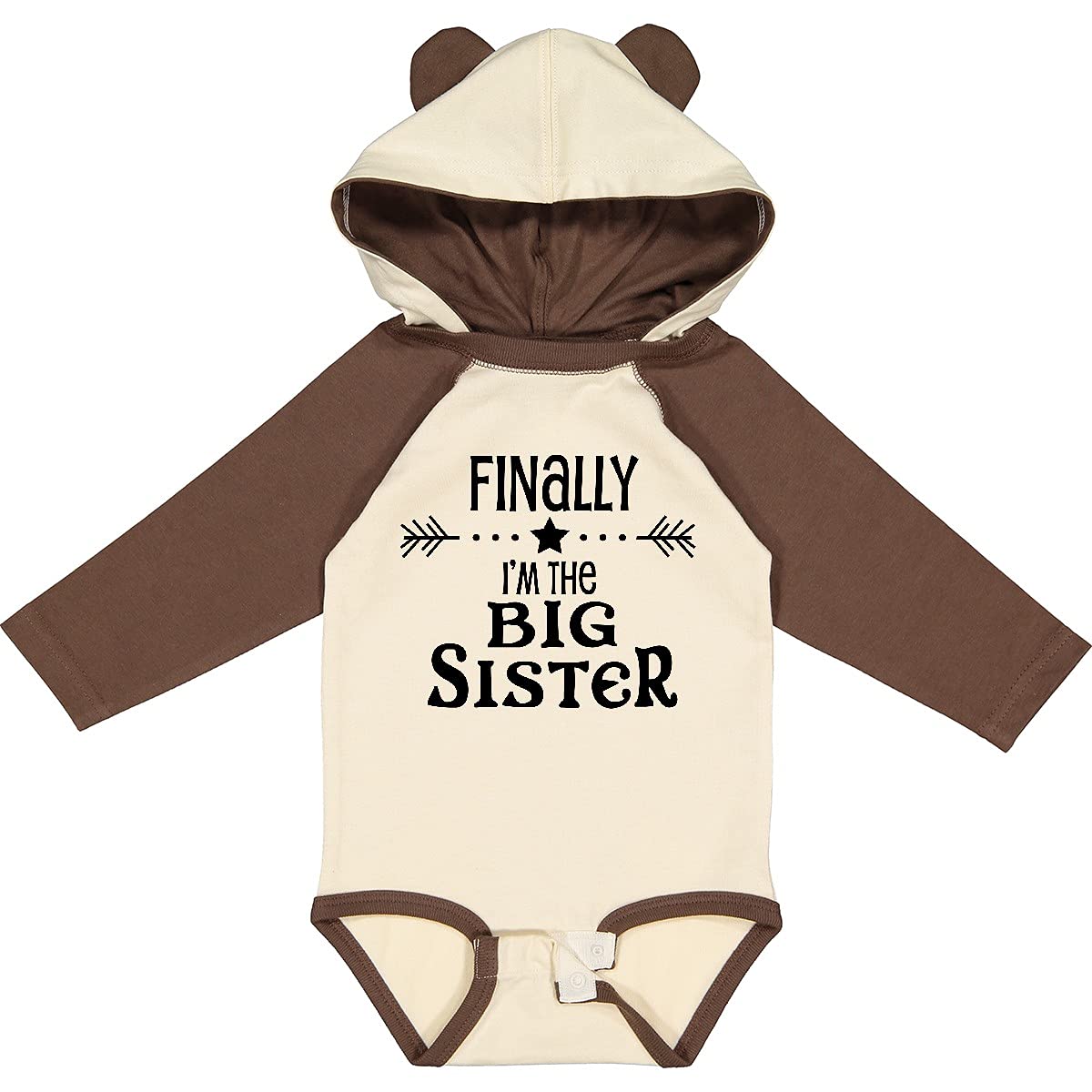 Inktastic 'Finally I'm the Big Sister' Long Sleeve Baby Bodysuit - Cute Sibling Announcement Outfit for Newborns & Infants - Perfect for Family Photos, Birth Announcements & Special Occasions