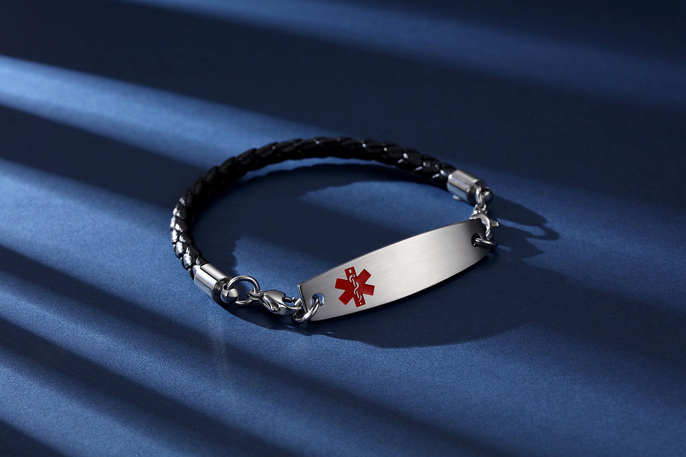 LinnaLove Adjustable Medical Alert Bracelet for Men & Women - Free Engraving, Hypoallergenic Stainless Steel ID Bracelet - Perfect for Diabetes, Allergies & Emergency Medical Information