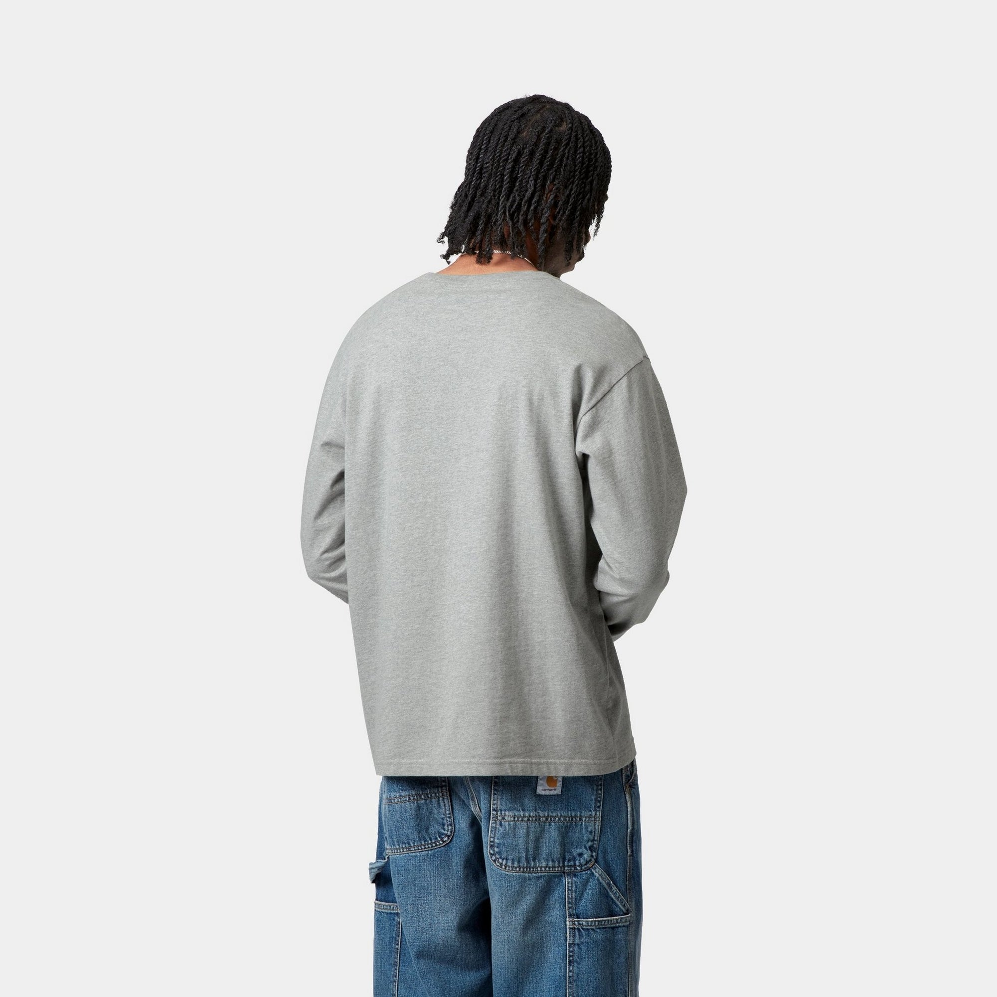 Chase Long Sleeve T-Shirt for Men - Soft Cotton Grey Heather Crewneck Shirt | Casual Wear, Layering & Everyday Comfort