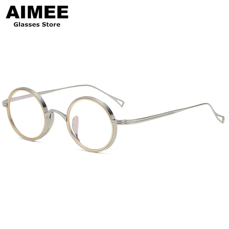 Stylish Aimee Unisex Full Rim Round Titanium Acetate Eyeglasses Frame 112122 - Lightweight & Durable for Work, Reading & Everyday Wear