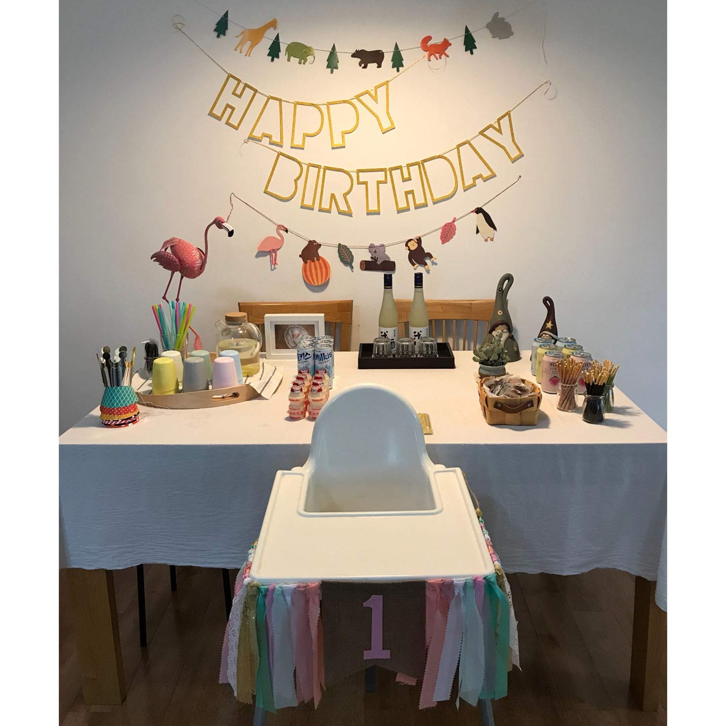 Pink Princess Style Tutu High Chair Banner - 1st Birthday Party Decorations for Girls, Baby Shower Supplies | Perfect for Birthday Photoshoots, Nursery Decor & Princess-Themed Celebrations