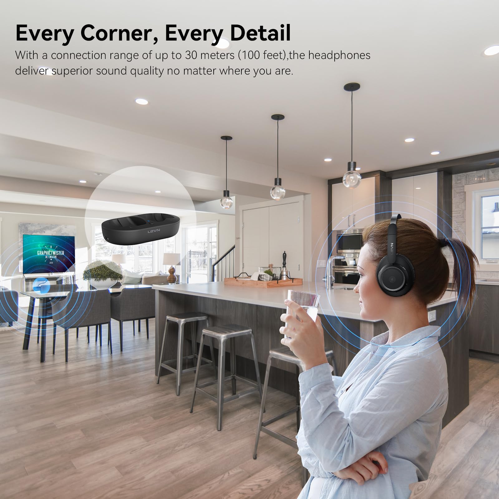2024 Updated Wireless TV Headphones for Seniors - Bluetooth Over-Ear Headphones with Charging Base & Transmitter, Zero Audio Delay, Perfect Gift for Elderly Parents (Ideal for Nighttime TV Watching & Hearing Assistance)