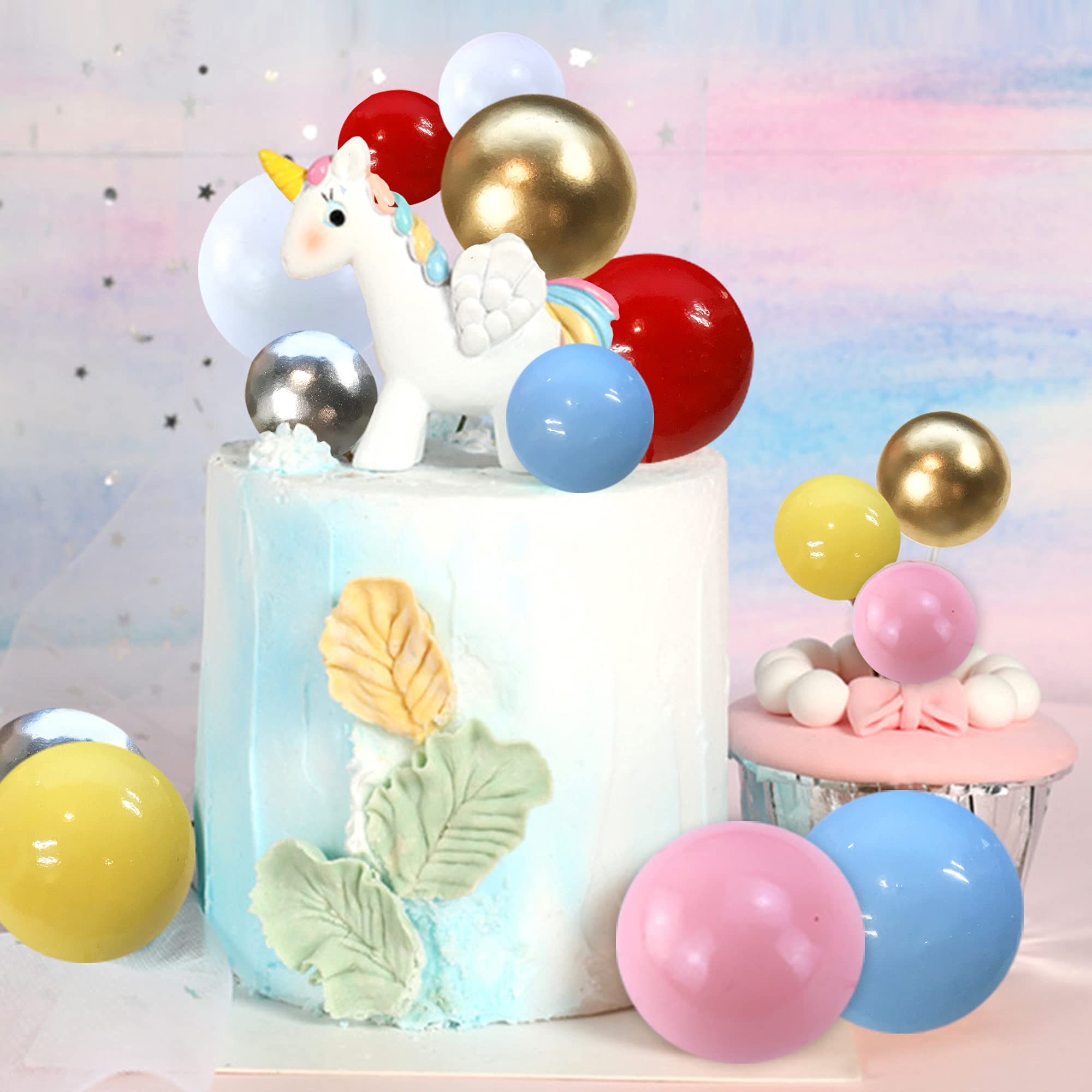 Mini Pearl Foam Ball Cake Toppers - Decorative Cupcake Picks for Wedding, Birthday, Baby Shower & Anniversary Parties | Baking Decoration Supplies with Toothpicks | Perfect for DIY Desserts & Celebration Cakes