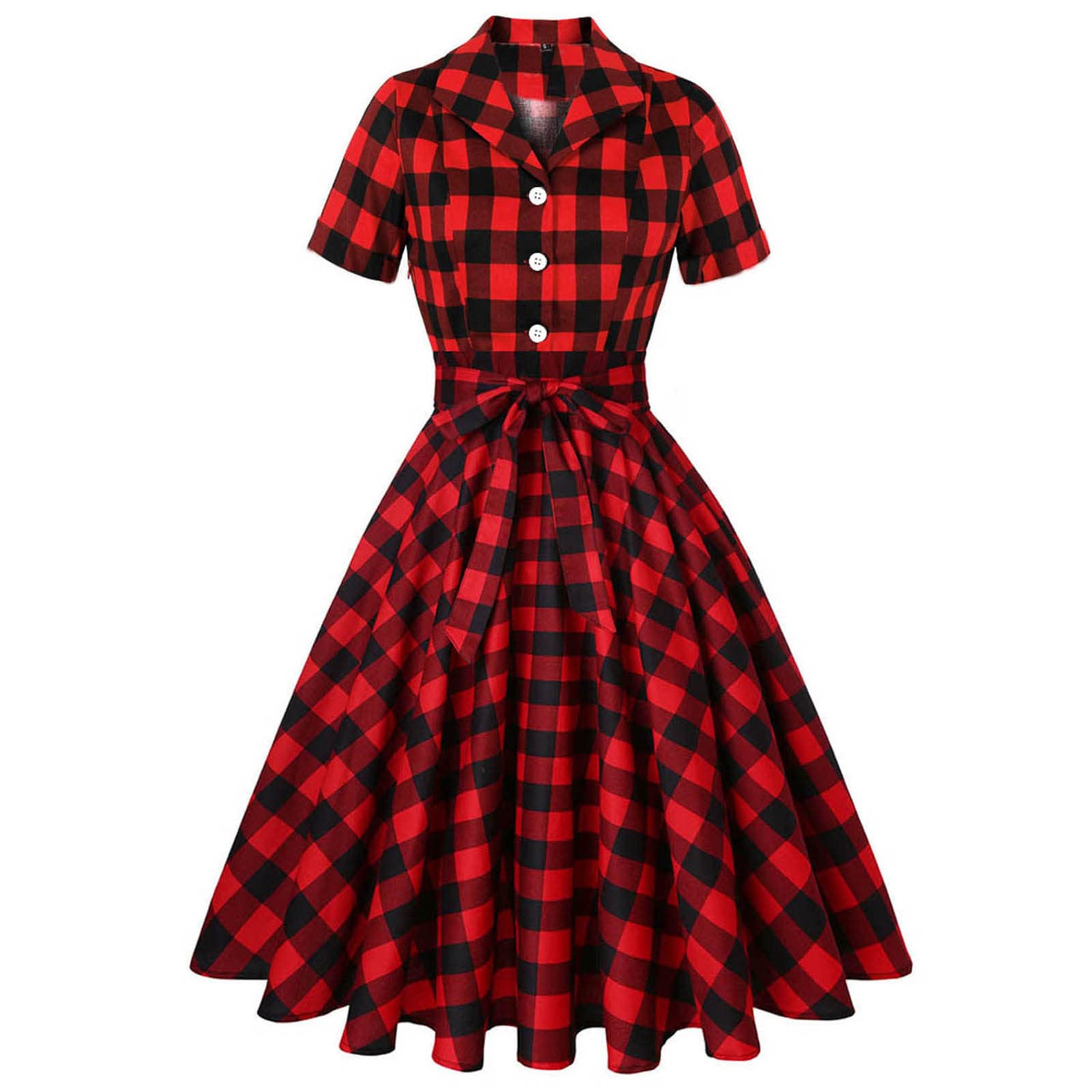 Vintage Hepburn-Style 3/4 Sleeve Turtleneck Cocktail Dress for Women - Classic Retro Plaid Tea-Length Gown | Perfect for Wedding Guest, Holiday Parties & Formal Occasions