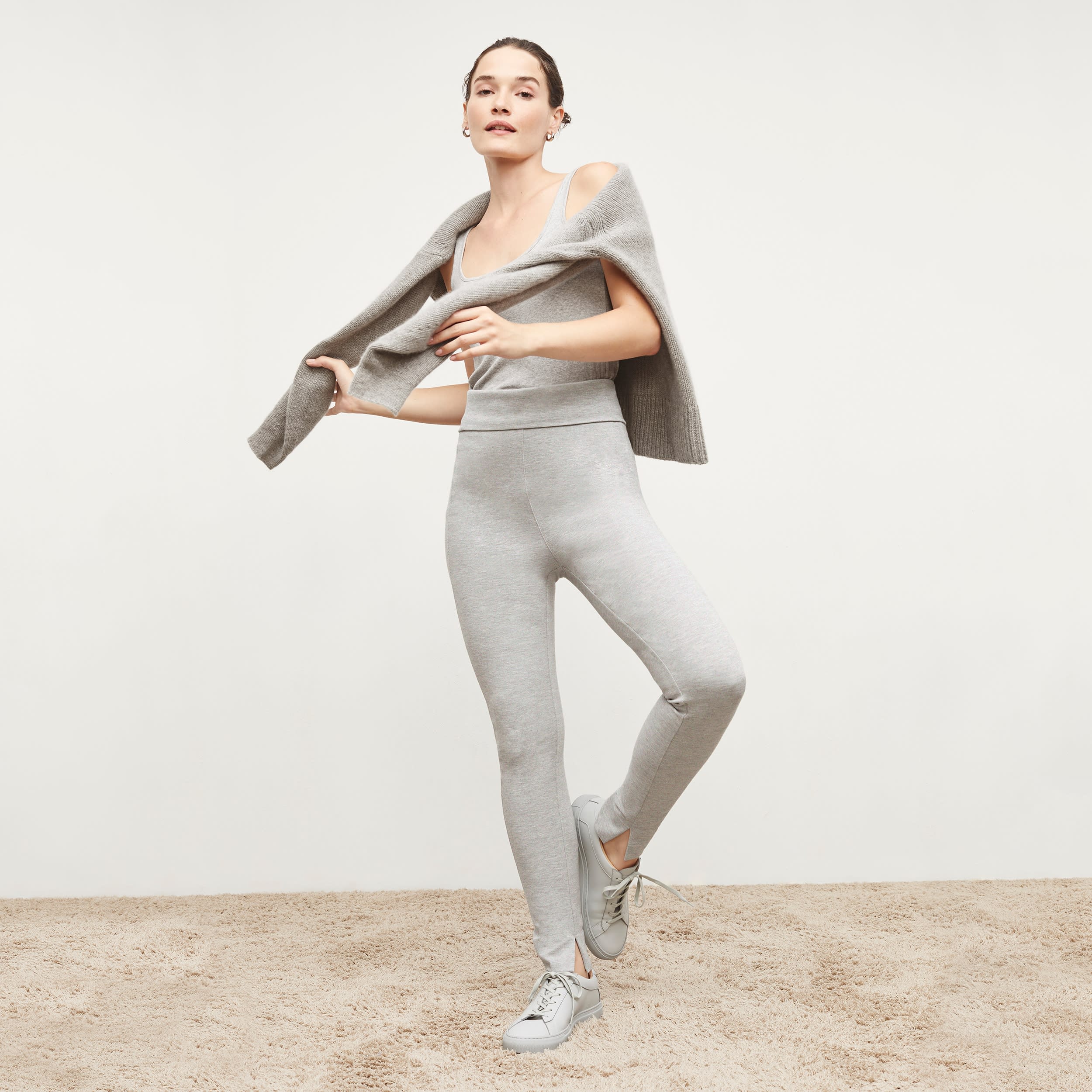 Stella Women's Washable Ponte Leggings - Gray Melange | Comfortable & Stylish for Yoga, Workout & Everyday Wear