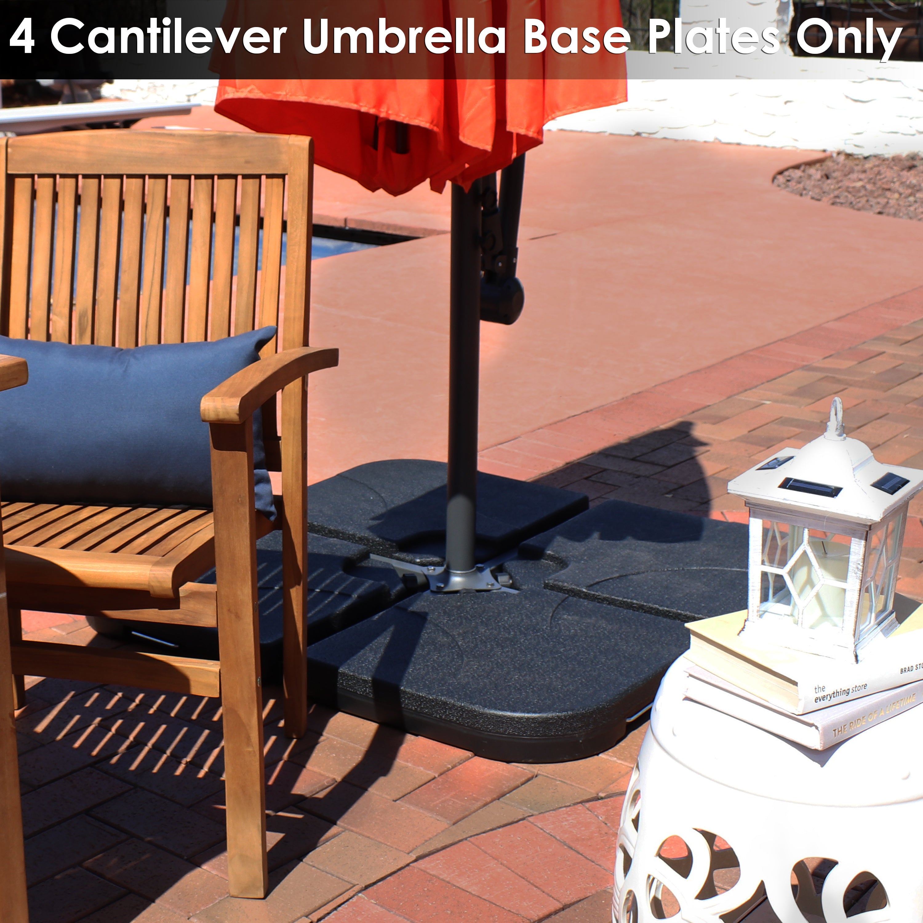 Heavy Duty Cantilever Umbrella Base Plates - Set of 4 for Sand or Water Weight - Perfect for Patio, Poolside, and Outdoor Events