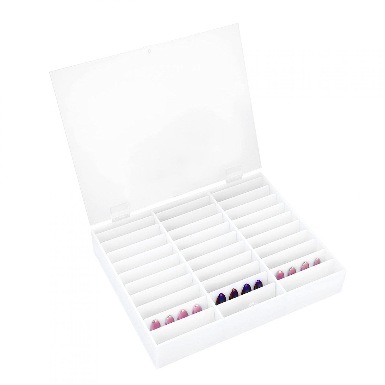 DIY Nail Art Storage Box - Multi Compartment Empty Nail Tips Organizer & Fake Nail Display Case for Salon, Home Manicure, and Professional Nail Artists | Portable Nail Decorations Container for Travel & Gift Giving