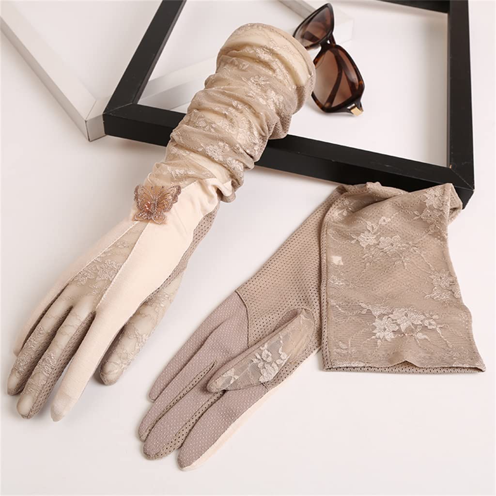 Elegant Summer Women's Long Gloves for Driving & Riding - UV Protection Lace Sleeves with Touchscreen Compatibility (Color A, Size 56x11.5x7.5cm) - Perfect for Outdoor Activities, Fashion Accessories, and Sun Protection