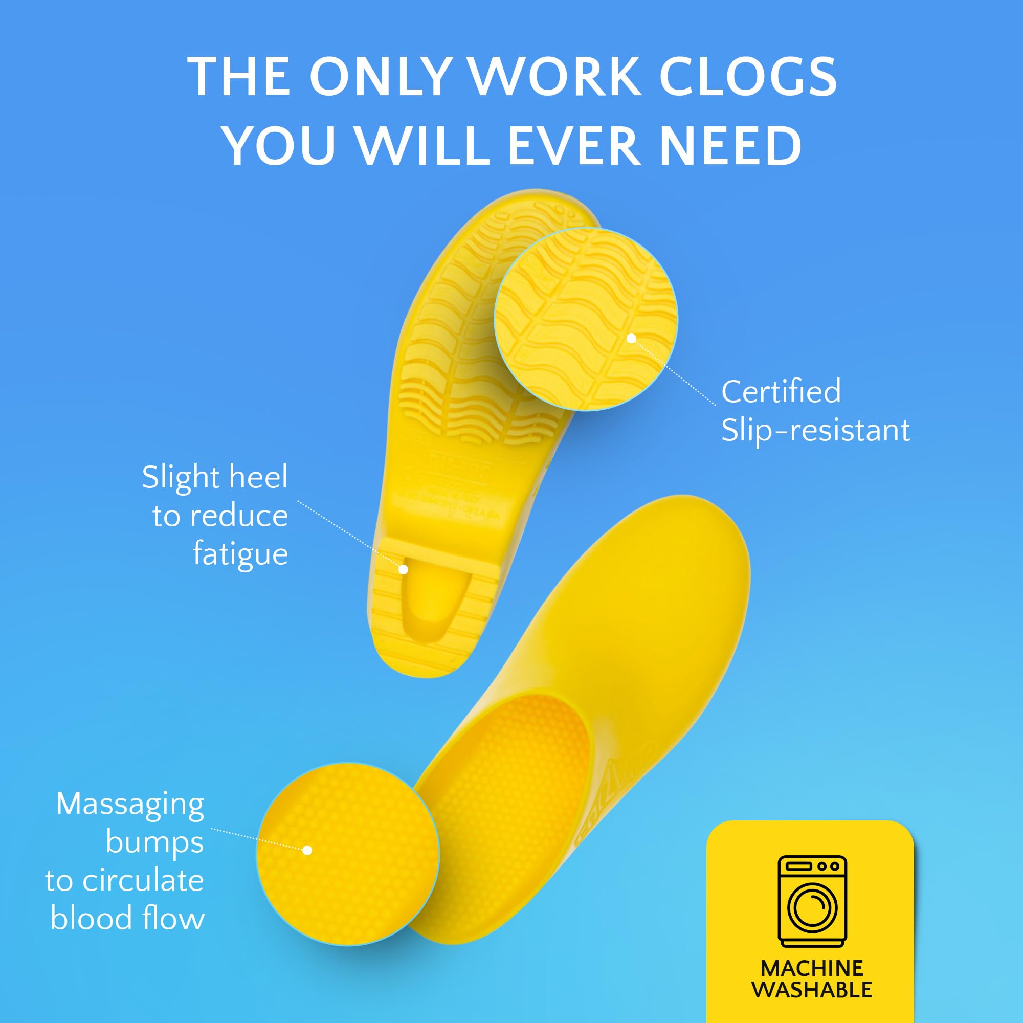 CALZURO Classic Work Clogs - Slip-Resistant Unisex Nursing Shoes | Autoclavable Rubber Kitchen Clogs for Men & Women | Perfect for Healthcare, Food Service & Laboratory Professionals