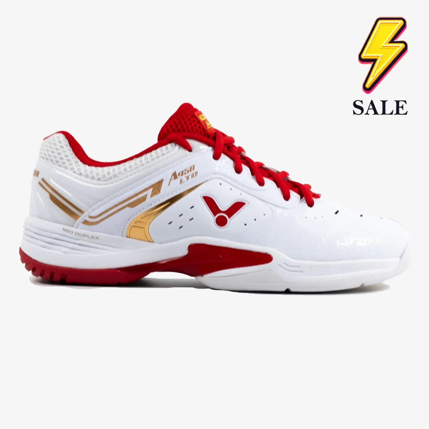 Victor A950LTD AD Badminton Racket (Fire White) - Professional Grade Carbon Fiber Shuttlecock Racket for Tournament Play & Training - Perfect for Indoor/Outdoor Court Matches