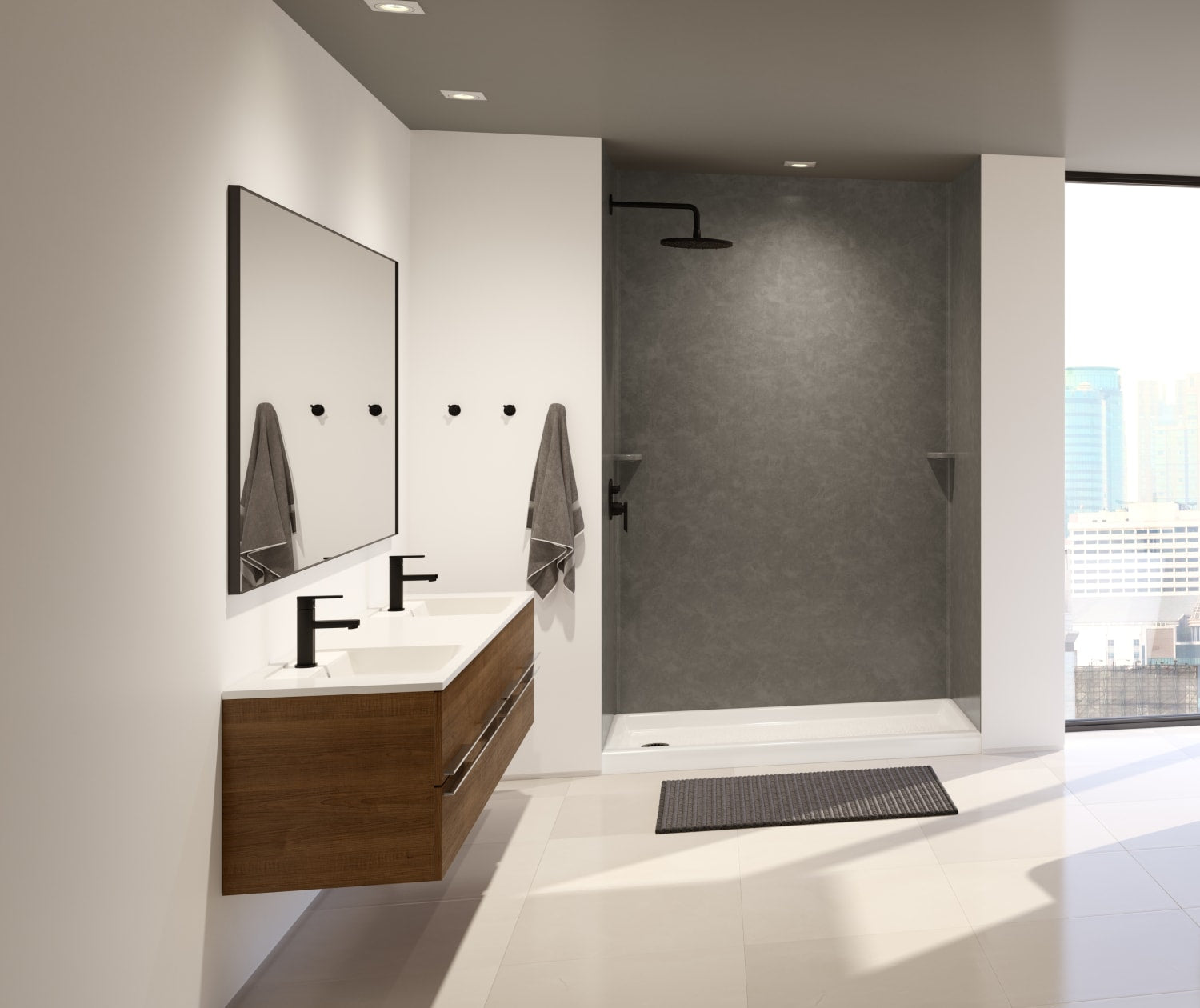 36x48x96 Swanstone Solid Surface Shower Wall Kit - Waterproof & Mold-Resistant Bathroom Shower Panel System for Modern Home Renovation (Perfect for Bathroom Remodeling & Luxury Shower Installations)