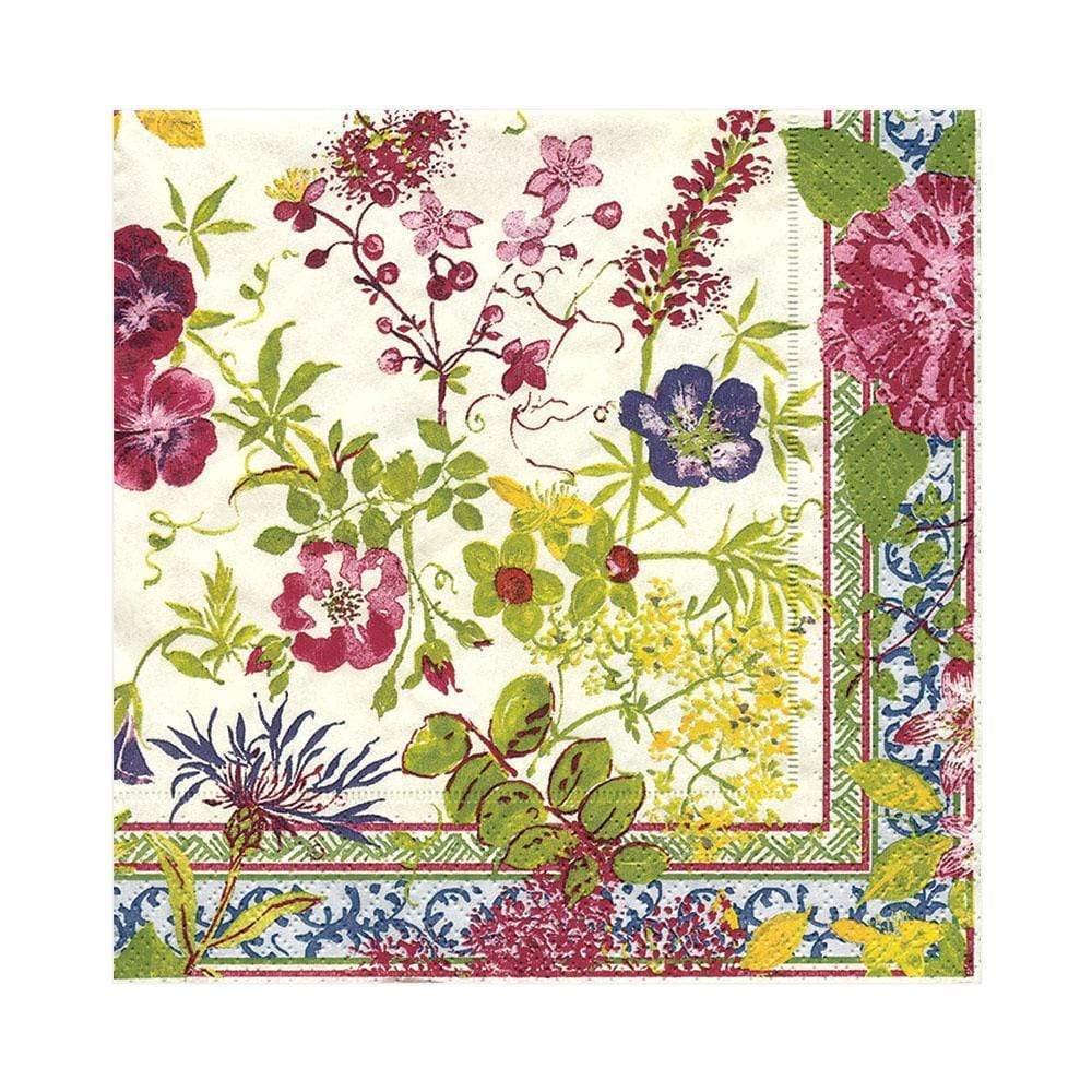 Premium Caspari Millefleurs Floral Paper Luncheon Napkins - 4 Packs of 20 Count (80 Total) - Elegant Disposable Dinner Napkins for Wedding, Bridal Shower, Tea Party & Special Occasions