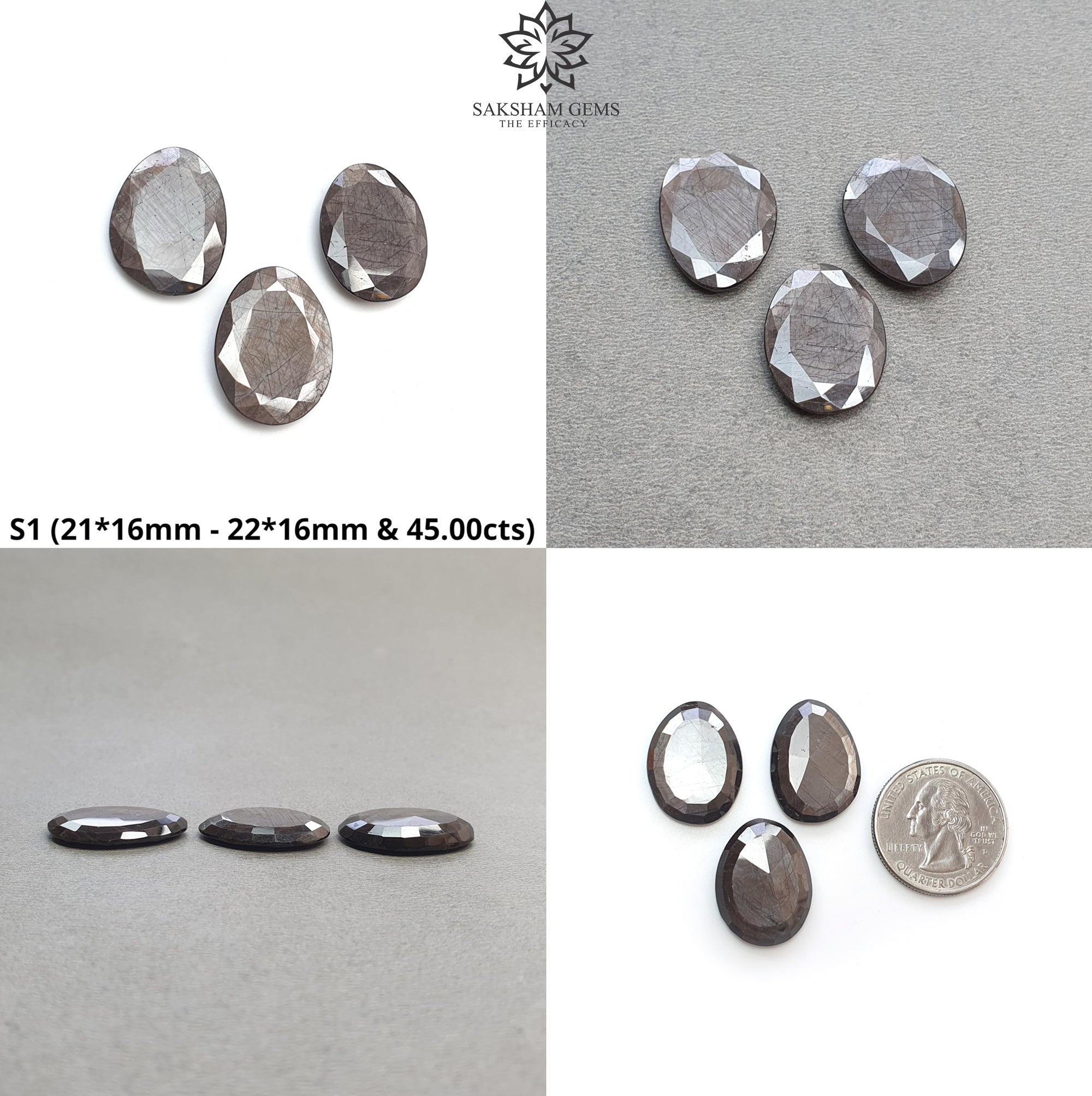 Natural Untreated Golden Brown Sapphire Egg Shape 3pc Set - Chocolate & Blue Silver Sheen Gemstone Jewelry for Engagement, Wedding & Gift Giving