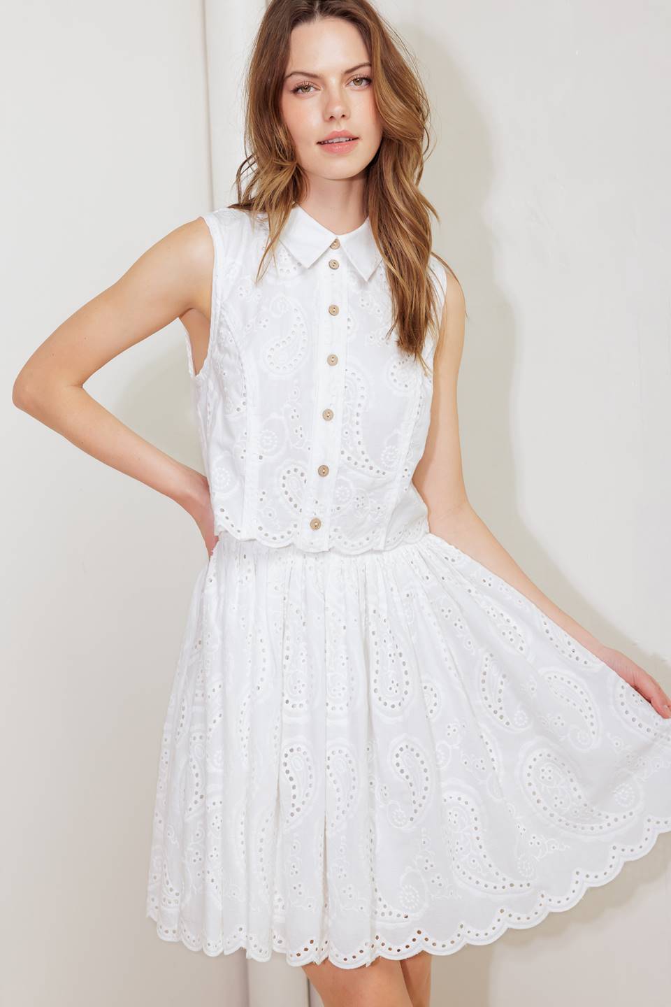 Jovie White Eyelet Mini Dress - Floral Lace Summer Dress for Women, Perfect for Beach Vacation, Date Night & Party Wear