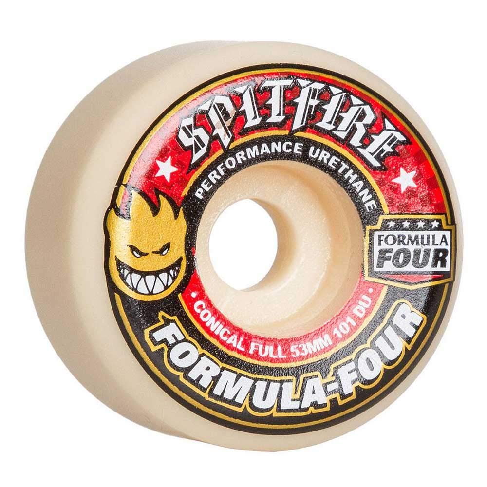 Spitfire Formula Four Skateboard Wheels - Set of 4 (99a, 53mm) | High-Performance Urethane Wheels for Street & Park Skating | Perfect for Tricks, Vert & Smooth Rides
