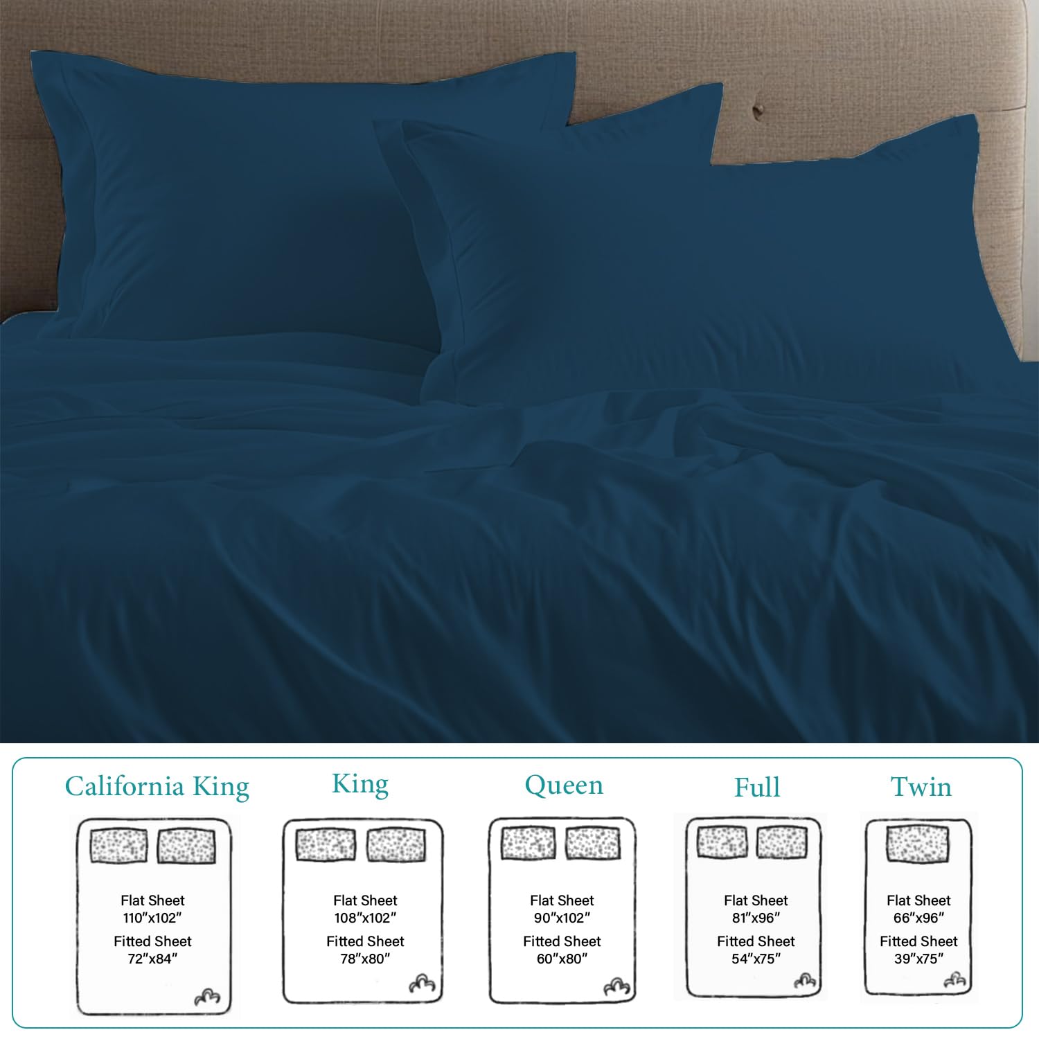 Bunny's Home 4-Piece Twin Sheet Set - Breathable Egyptian Cotton, 17” Extra Deep Pocket, Luxury Sateen Weave - Soft & Cooling Bed Sheets for Hotel-Style Comfort | Perfect for Kids' Rooms, Guest Beds & Dorm Essentials