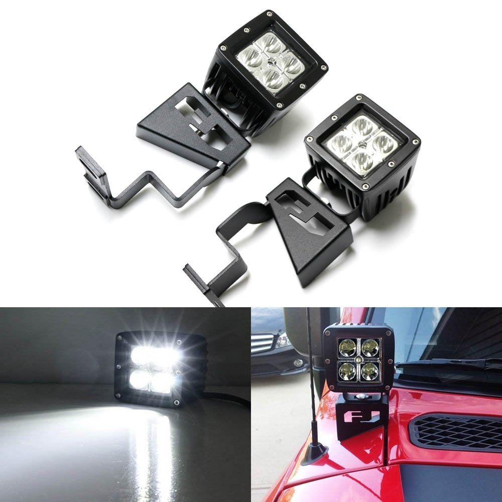 40W CREE LED Pods with Front Cowl Mounting Brackets for 2007-2014 Toyota FJ Cruiser - Off-Road Lighting, Fog Lights, Adventure Vehicle Upgrades