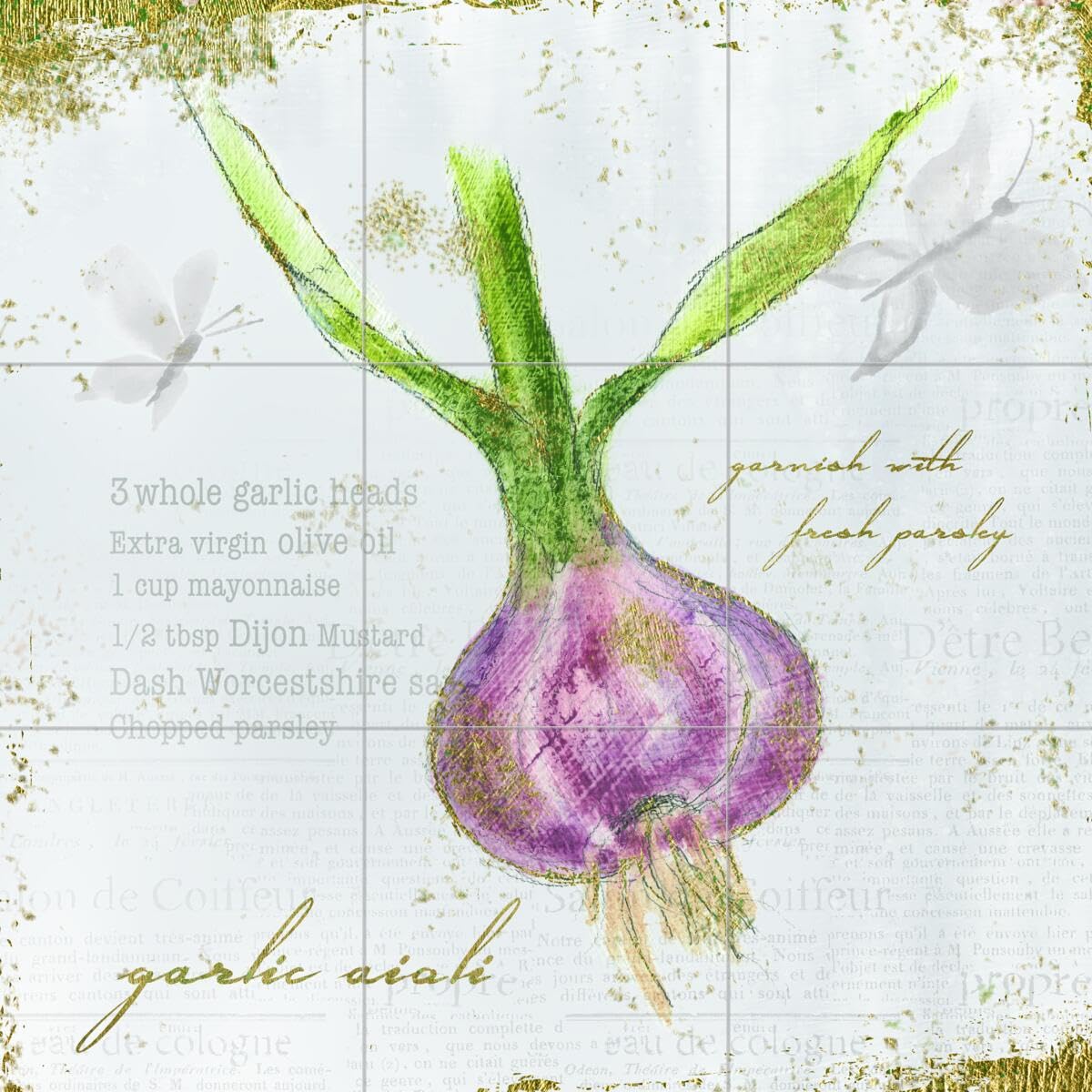 Ceramic Backsplash Tile Mural with Fruit & Vegetable Design for Kitchen & Bathroom - Garden Treasures XI by Emily Adams - Perfect for Farmhouse, Cottage & Vintage Style Decor