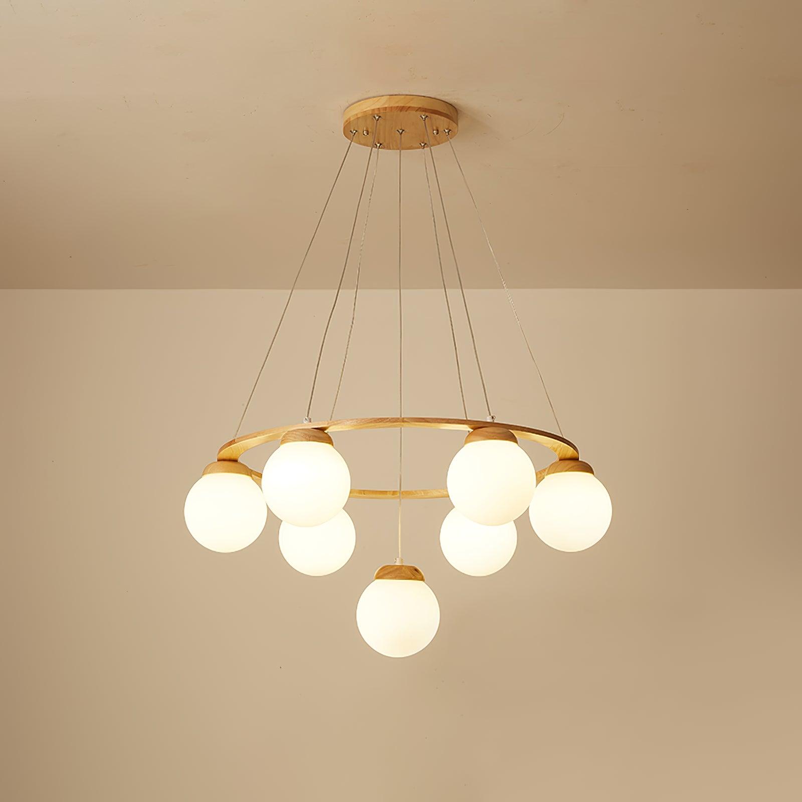 Elegant Miira Wooden Chandelier - Rustic Farmhouse Ceiling Light Fixture for Dining Room, Living Room & Bedroom Decor