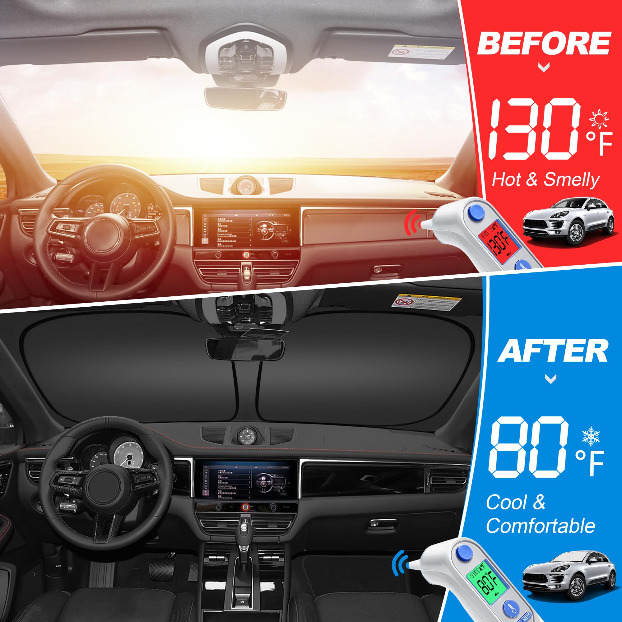 2021-2025 Chevy Tahoe Windshield Sun Shade - Foldable UV & Heat Blocking Sun Visor Protector for Front Window - Car Accessories for Summer, Travel & Parking Protection