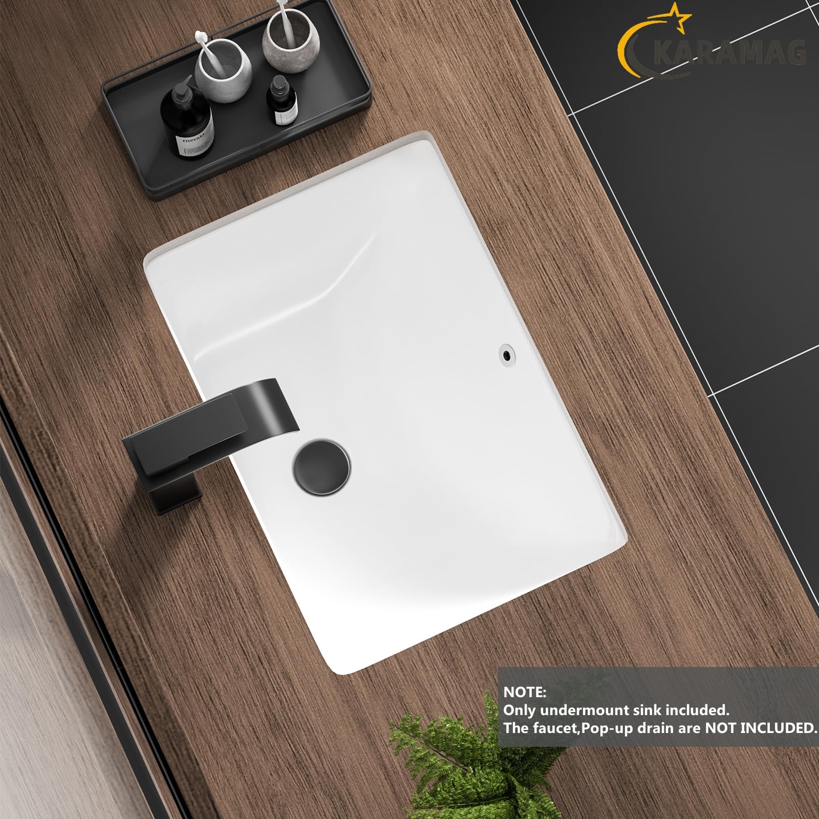 Premium Vitreous Ceramic Undermount Bathroom Sink - Durable Rectangle Vanity Sink for Restroom & Lavatory, Pure White (18.3