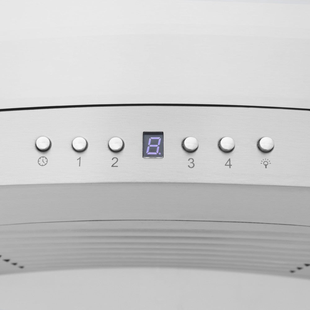 ZLINE KN4CRN BT Stainless Steel Wall Mount Range Hood with Ducted Ventilation & Built-in CrownSound Bluetooth Speakers - Perfect for Modern Kitchens & Open-Concept Living Spaces
