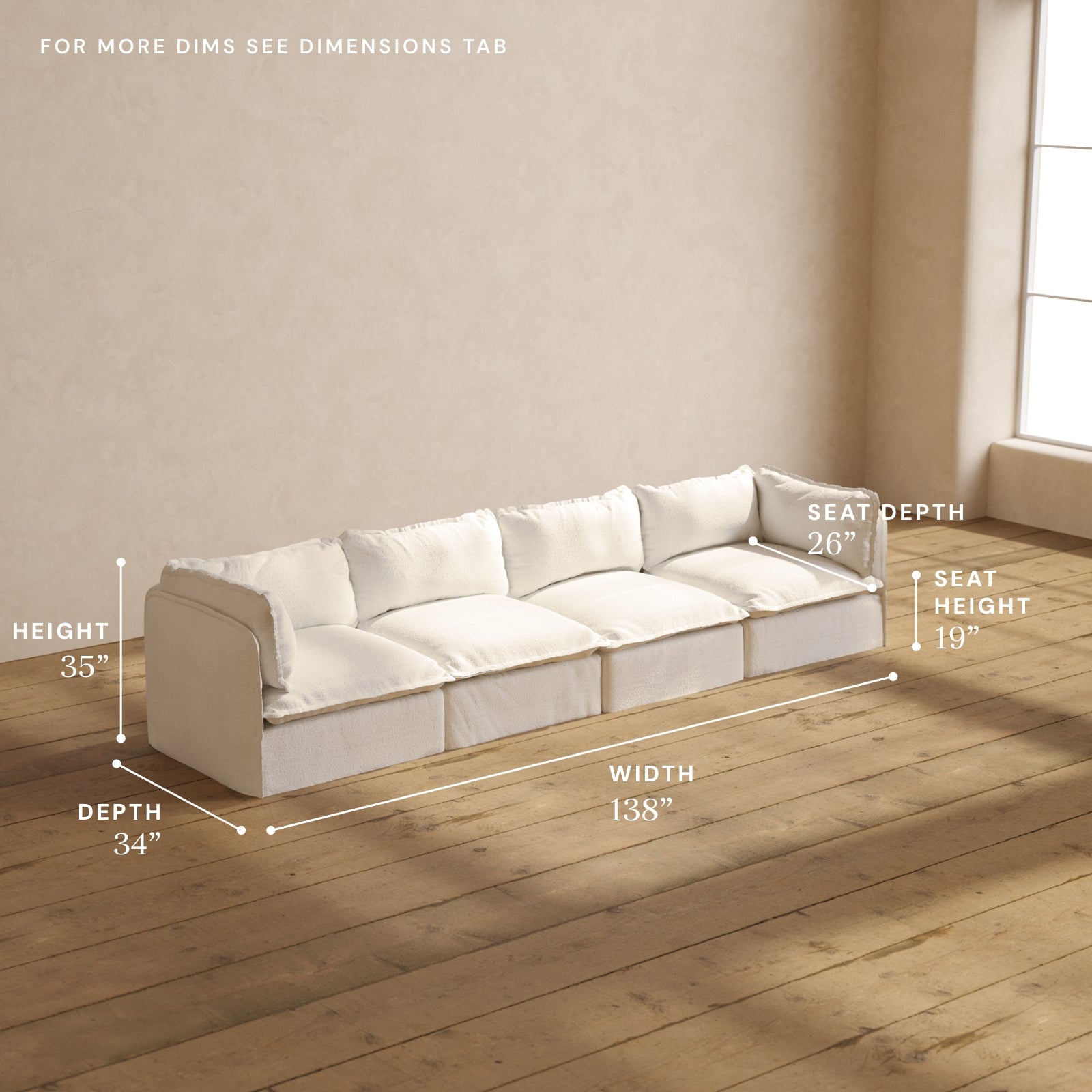 Premium Modular Performance 4-Seater Sofa in Soft Mousse Fabric - Comfortable Blend for Living Room, Family Room & Lounge Areas