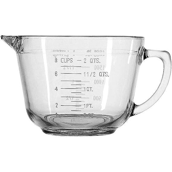Anchor Hocking 2QT Glass Batter Bowl - 8 Cups Capacity, Durable & Versatile Mixing Bowl for Baking, Cooking, and Food Prep - Perfect for Cakes, Cookies, and Kitchen Use