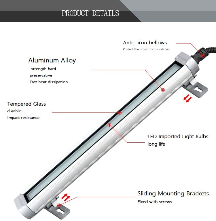 24V IP67 LED Explosive Proof Work Light - CNC Machine Tube Lighting, Industrial Shop & Warehouse LED Lights (10 Pack) - Perfect for Harsh Environments, Manufacturing Facilities, and Workshop Illumination