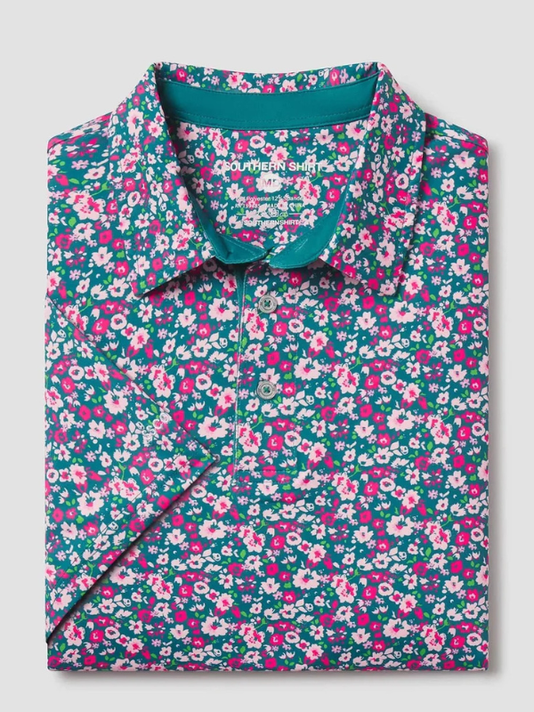 Floral Fusion Printed Polo Shirt for Men | Southern Shirt Co. | Casual Summer Wear for Outdoor Activities & Office
