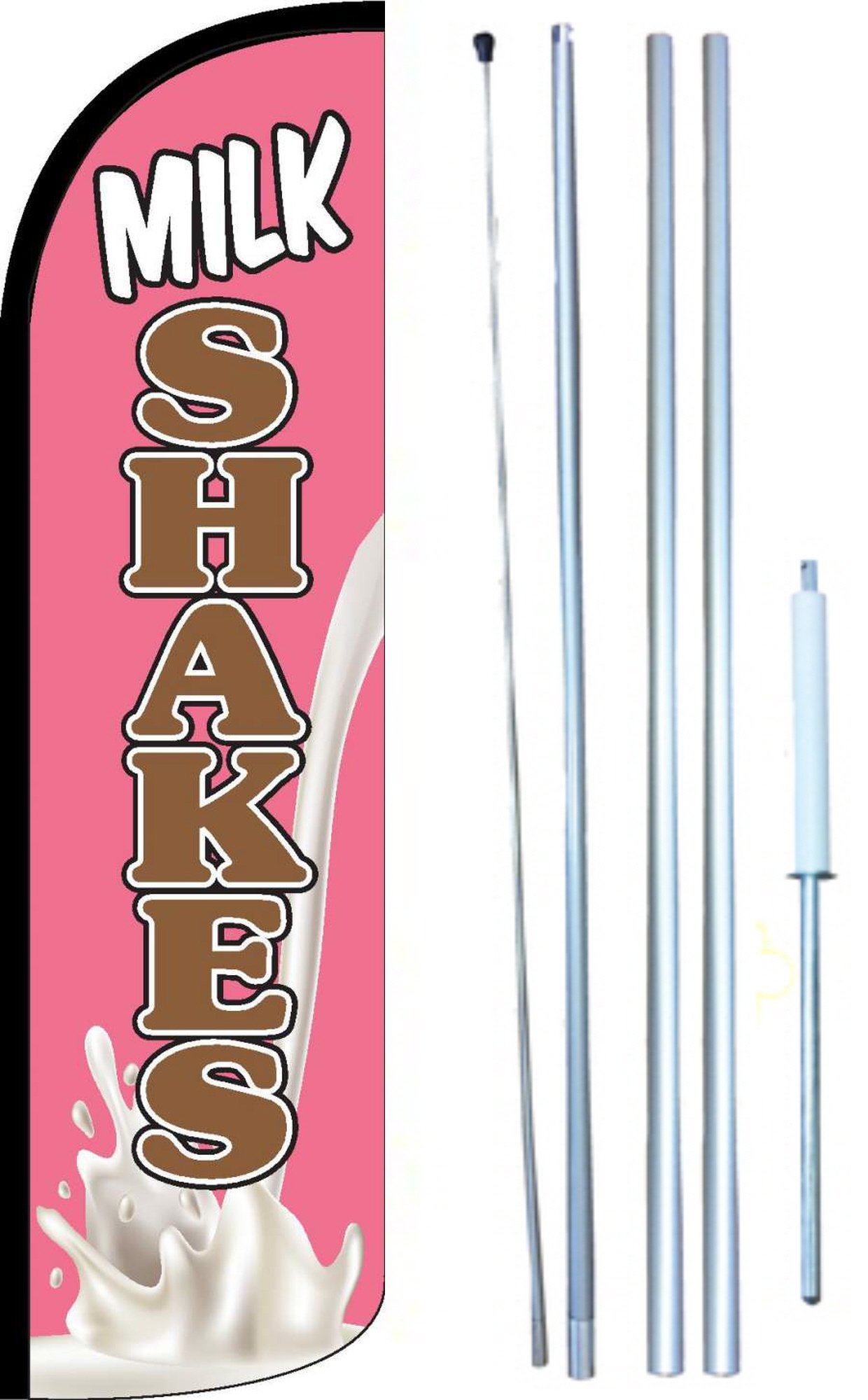 Windproof Milk Shakes Swooper Flag Kit with Full Sleeve - Perfect for Tailgating, Sporting Events & Outdoor Decor