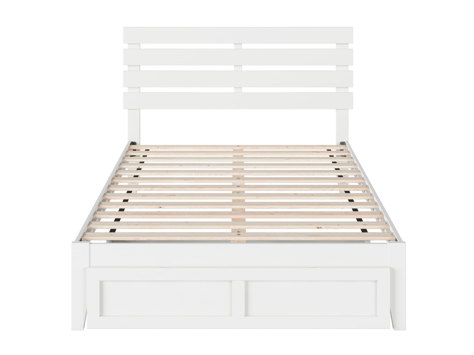 AFI Oxford Full Size Platform Bed with Foot Drawer & USB Charging Station - White Modern Bed Frame for Small Spaces | Perfect for Apartments, Dorms & Guest Rooms