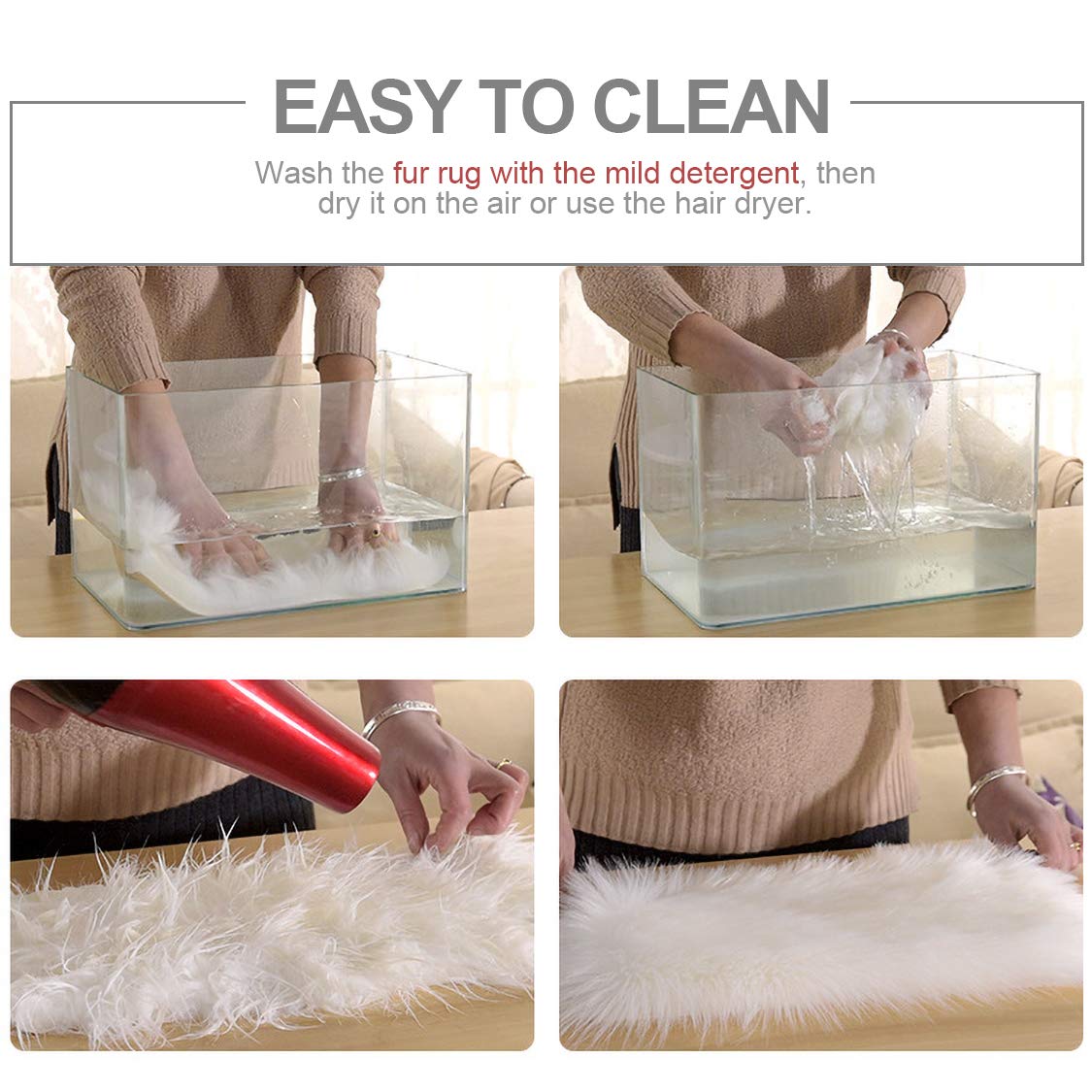 Softlife White Faux Fur Sheepskin Throw Rug - 20