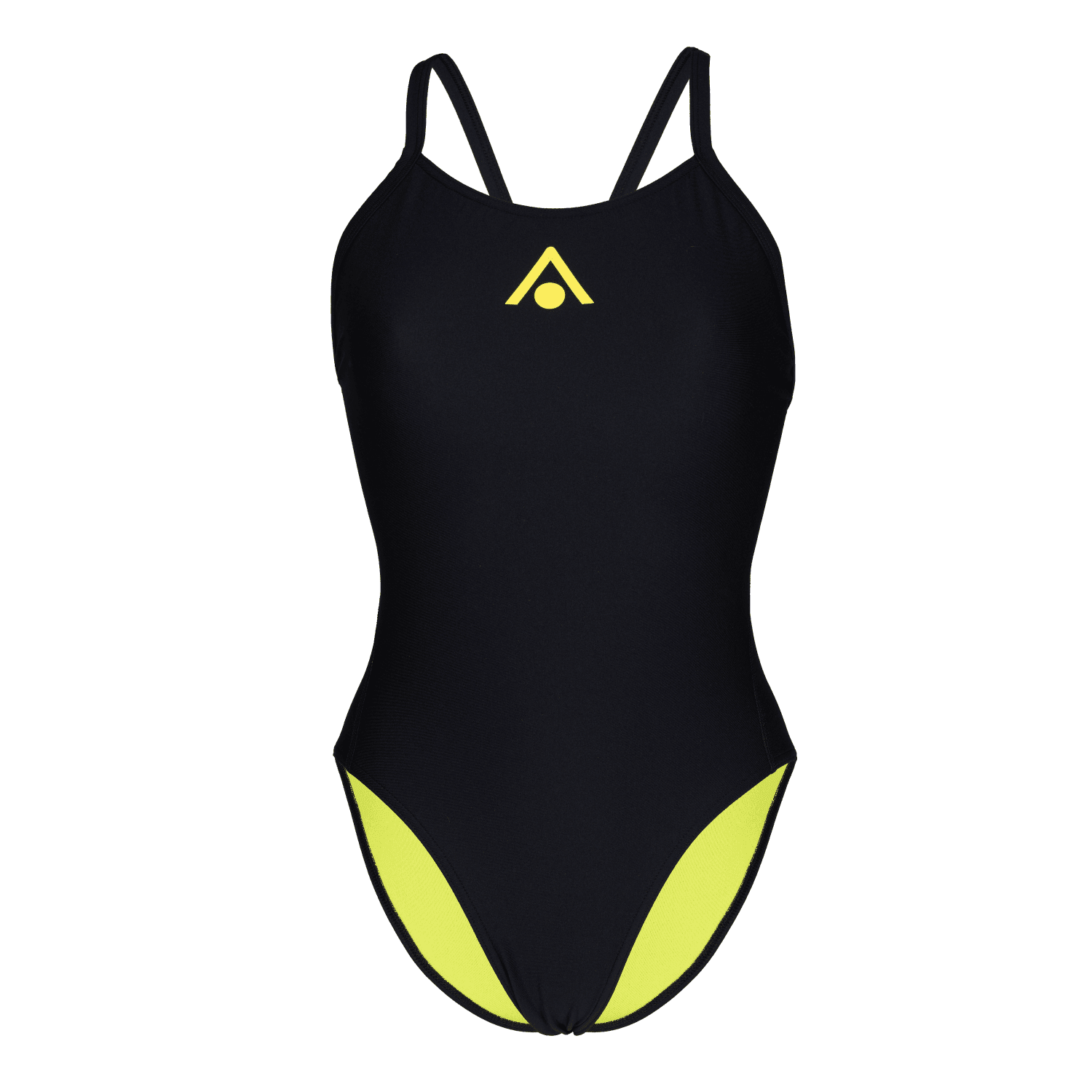 Aqua Sphere Essentials Tie Back Women's Swimsuit - Black & Yellow One Piece Bathing Suit for Swimming, Surfing & Beach Activities