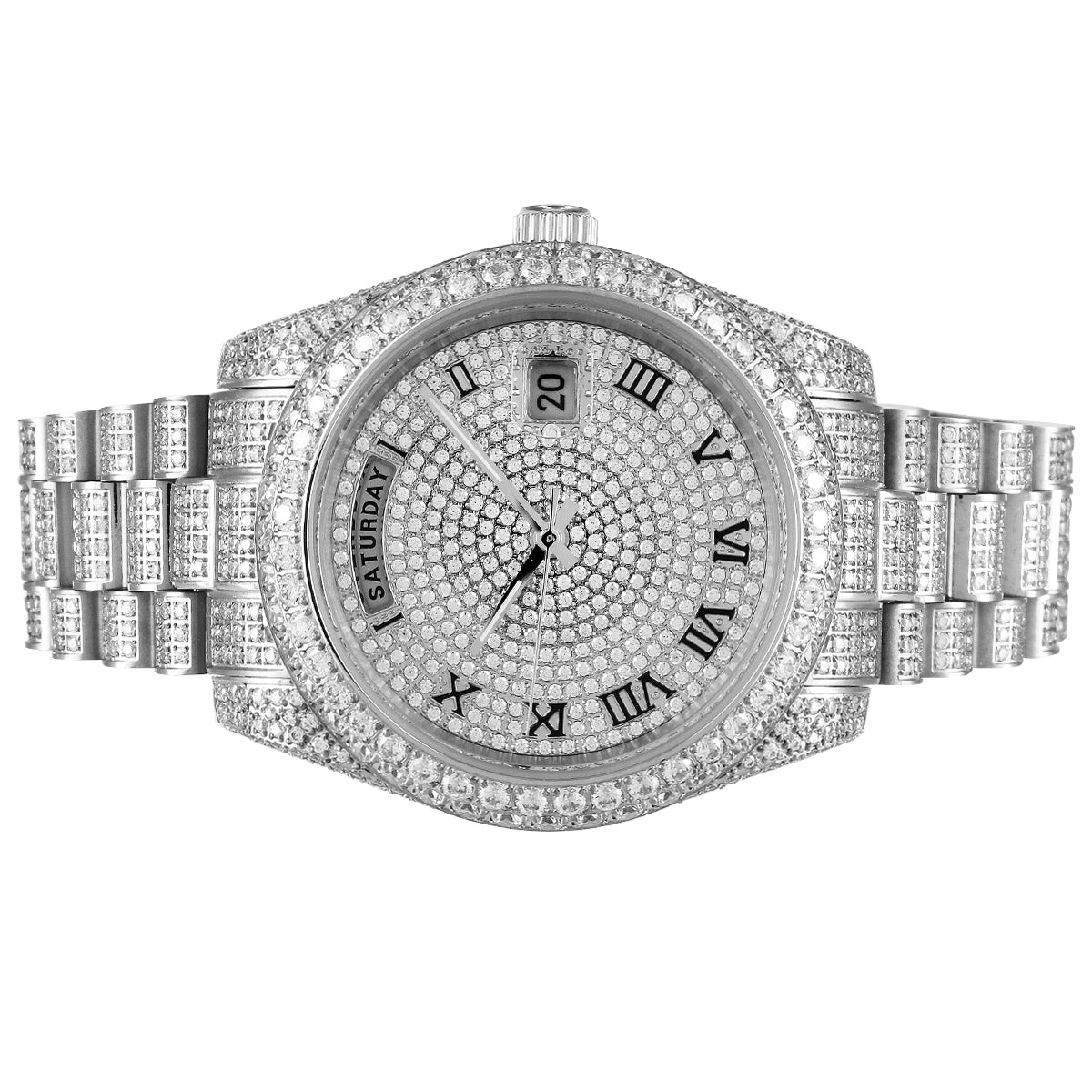 Premium Stainless Steel Bubble Bezel Automatic Watch with Roman Numerals - Elegant Dress Watch for Men, Perfect for Business, Formal Events & Everyday Wear