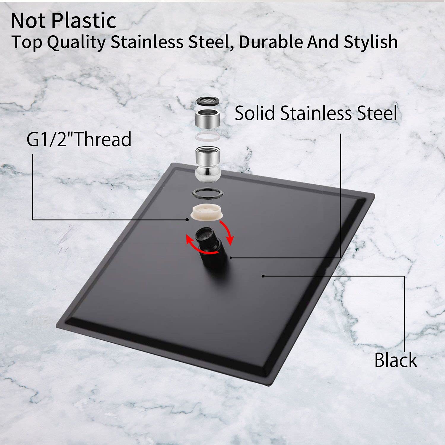 12 Inch Square Matte Black Rain Shower Head with 16 Inch Extension Arm - Large Stainless Steel Rainfall Showerhead for Full Body Coverage - Perfect for Modern Bathroom & Spa-Like Shower Experience