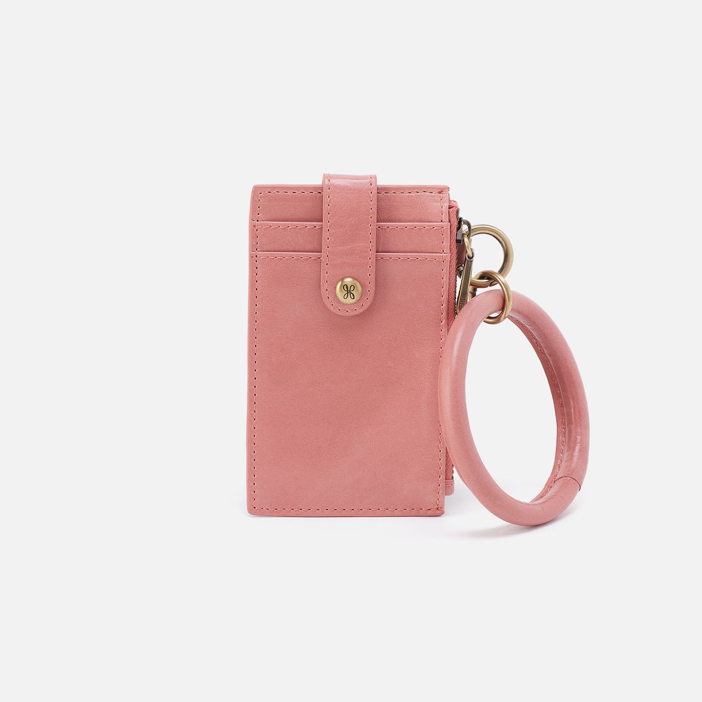 Polished Leather Ring Credit Card Wristlet with RFID Protection - Rose Gold for Women | Perfect for Travel, Shopping & Night Out Accessories