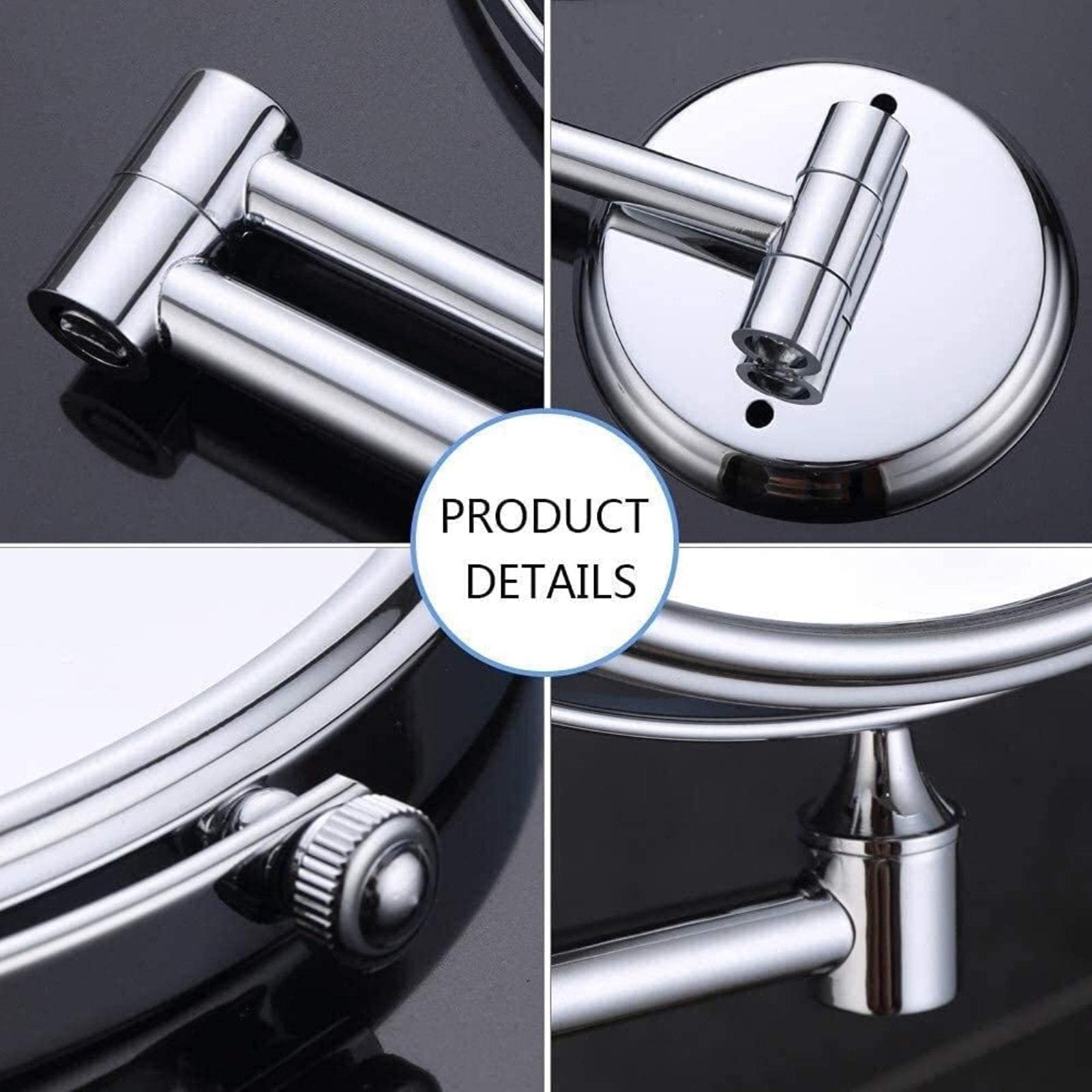 360° Rotating Makeup Mirror with 8 Inch Magnifying & Regular Sides - Adjustable Extendable Bathroom Mirror for Shaving, Skincare & Cosmetics Application (Perfect for Vanity, Dorm Room & Travel)