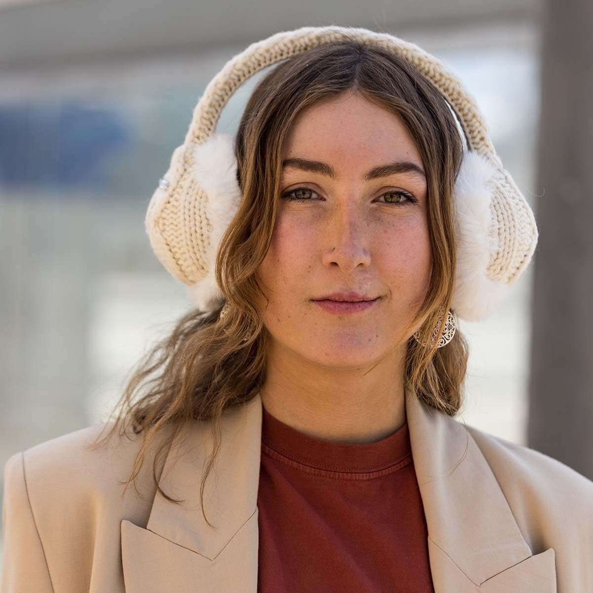 Turtle Fur Women's Faux Fur Lined Cable Knit Ear Muffs - Winter Warm Fleece Ear Warmers for Outdoor Activities, Skiing, Running & Cold Weather Protection