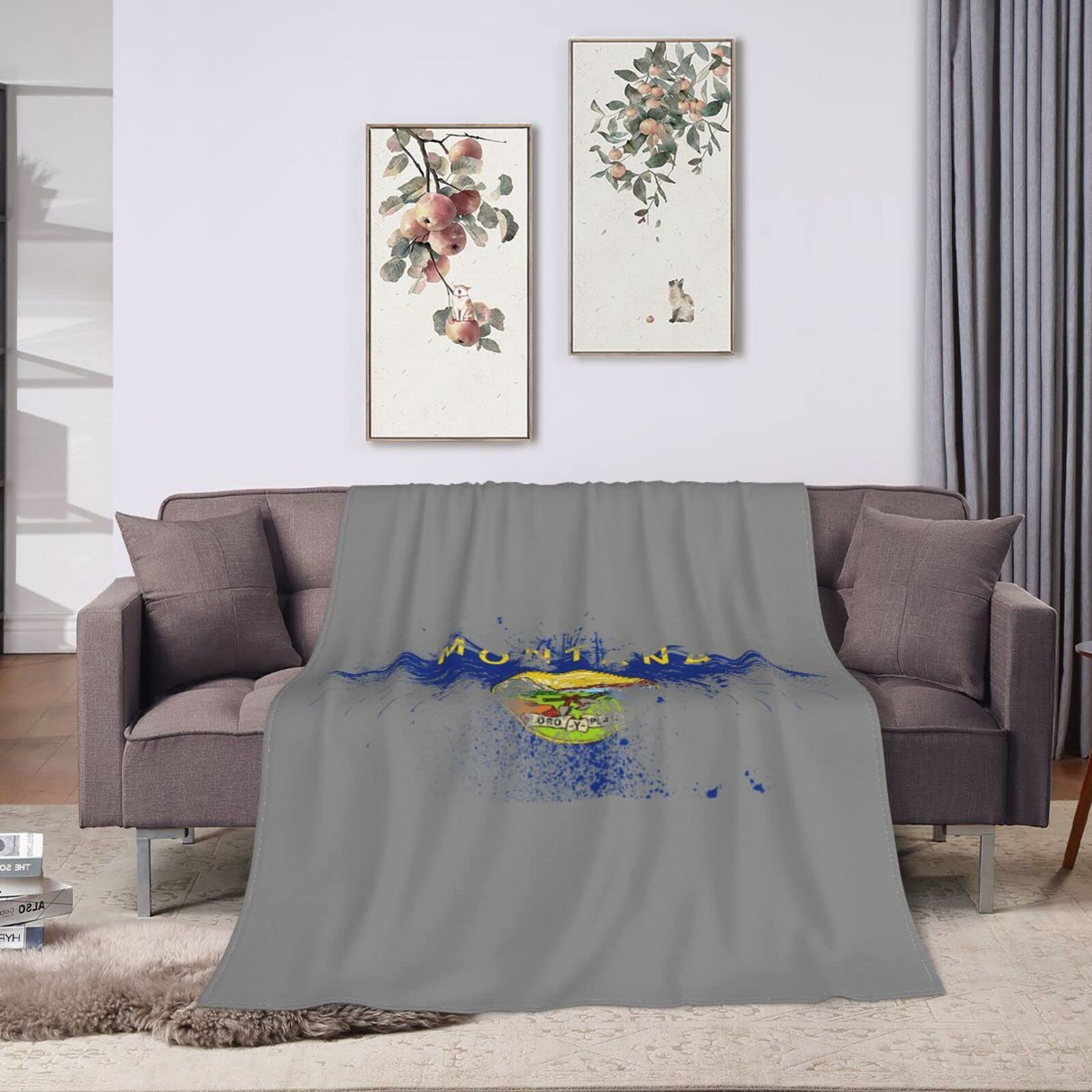 HUFURI Eagle Montana Flag Flannel Fleece Throw Blanket - Ultra Soft & Cozy 60