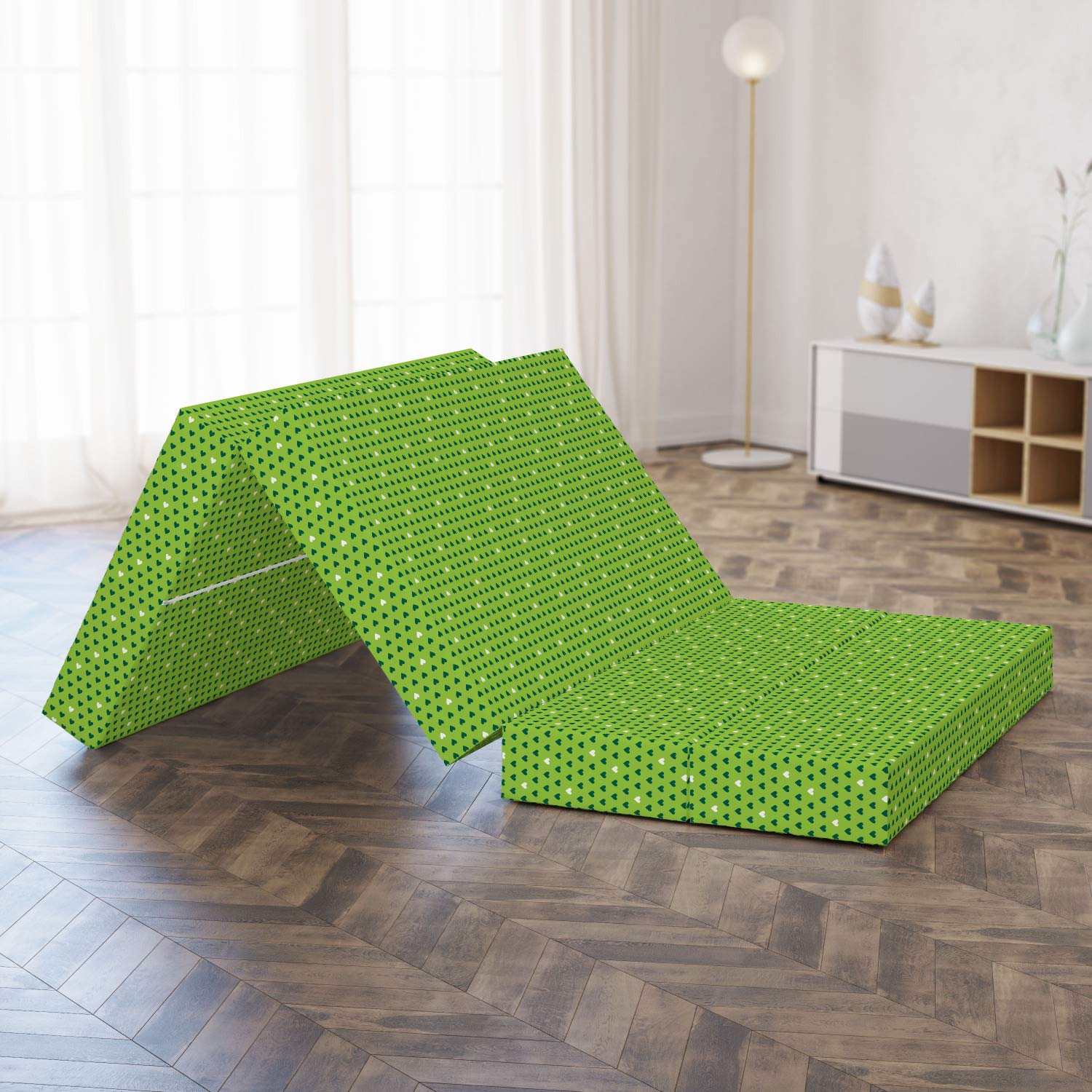 Ambesonne Foldable Mattress with Fun Small Hearts Design - 78.7