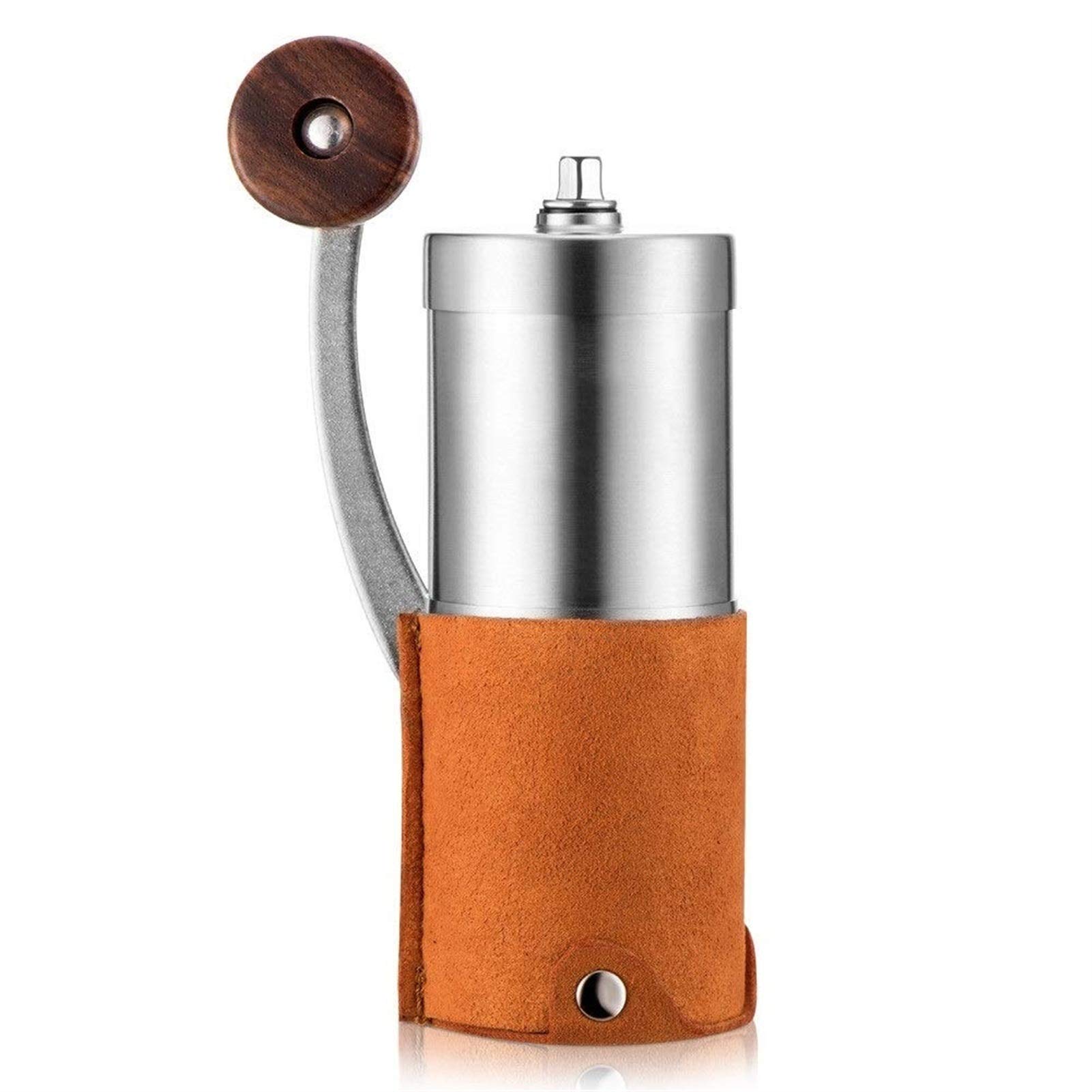 Premium Manual Coffee Grinder - Adjustable Ceramic Burr, Vintage Wood Design, Portable Hand Crank Mill with Cleaning Brush - Perfect for Camping, Travel & Home Brewing