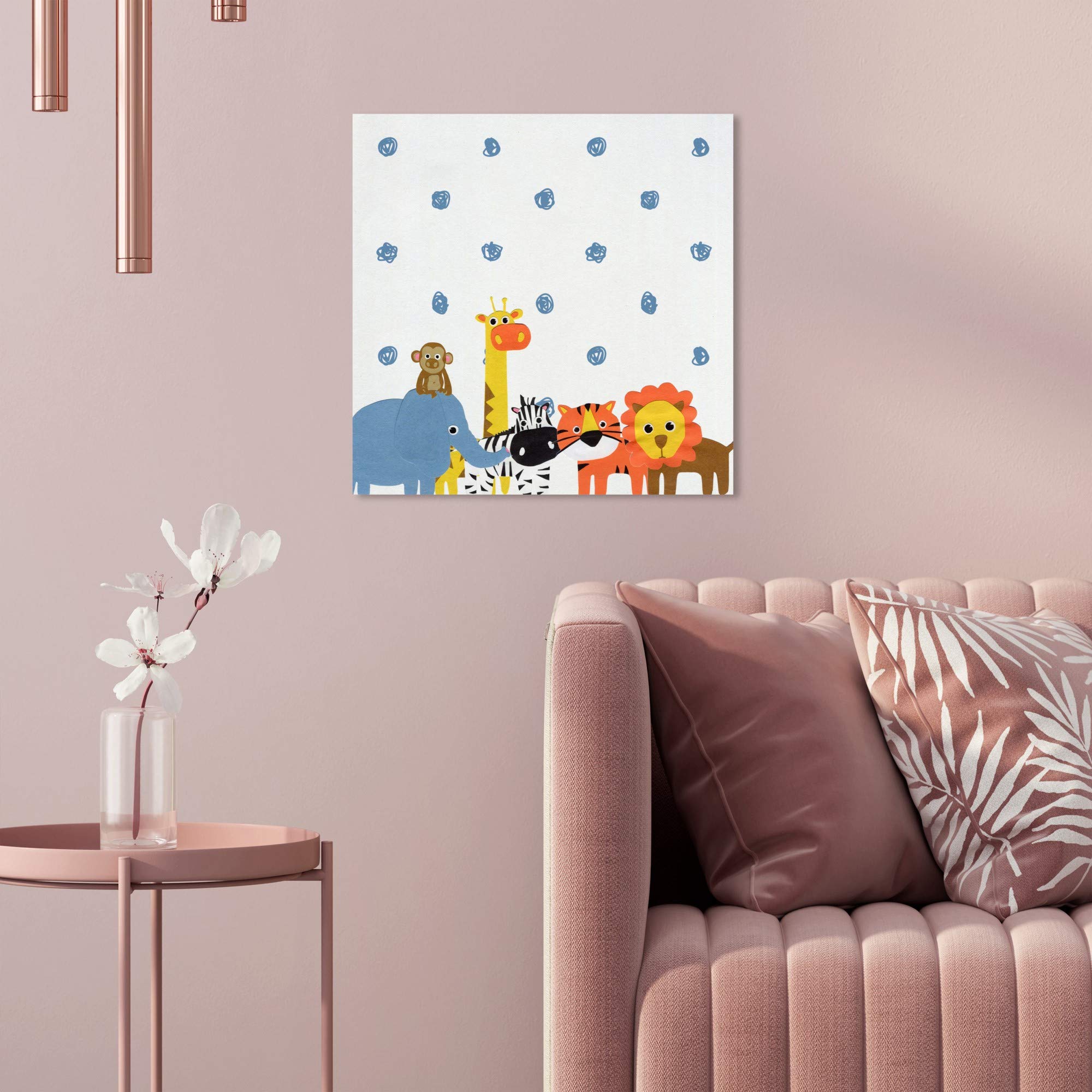 Animals in The Rain Canvas Wall Art Prints - Nursery Decor, Kids Room Decor, Playroom Wall Decor - Perfect for Baby Rooms, Children's Bedrooms & Play Areas