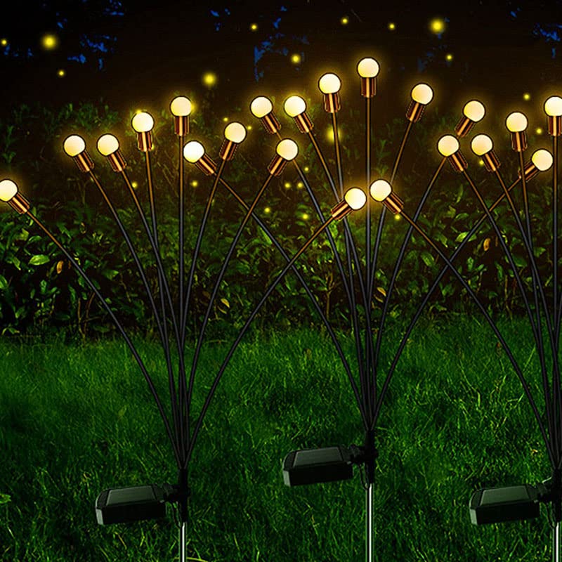 Solar Powered Garden Lights - Waterproof Outdoor Pathway Lighting for Yard, Patio & Landscape - Firefly Inspired Swaying Solar Lights (Black, Pack of 2) - Perfect for Walkways, Driveways & Garden Decor
