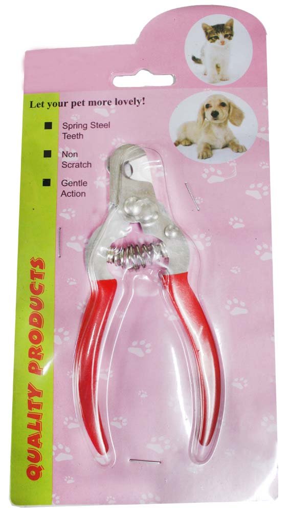 BUDDY 5-Inch (12.7 cm) Professional Steel Pet Nail Clipper with Safety Guard & Spring-Loaded Handles - Red PVC Comfort Grip for Dogs & Cats - Perfect for Home Grooming & Pet Care