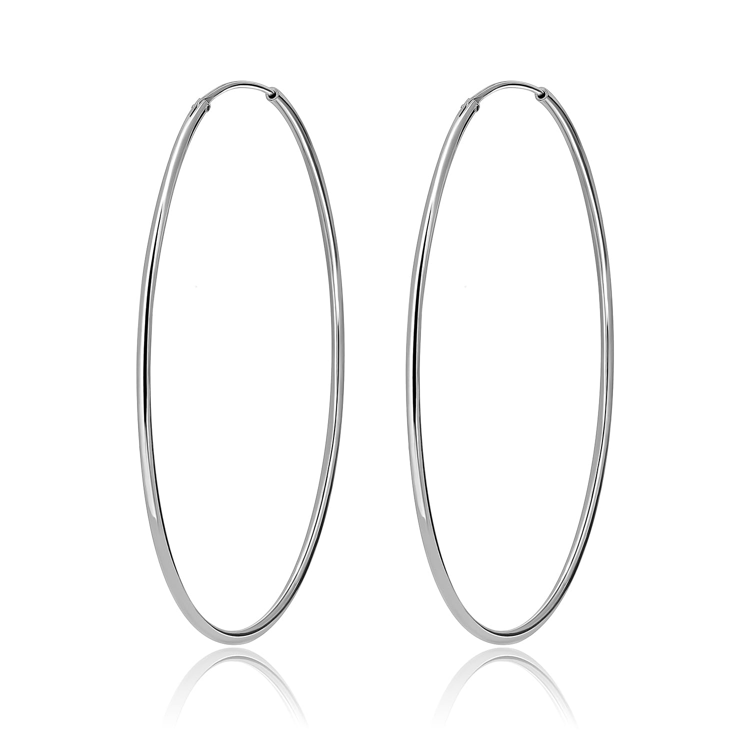 Meissa 925 Sterling Silver Thin Hoop Earrings for Women & Girls - Rose Gold Plated Large Loop Earrings - Lightweight Big Circle Earrings (40mm Diameter) - Perfect for Everyday Wear, Parties & Gifts