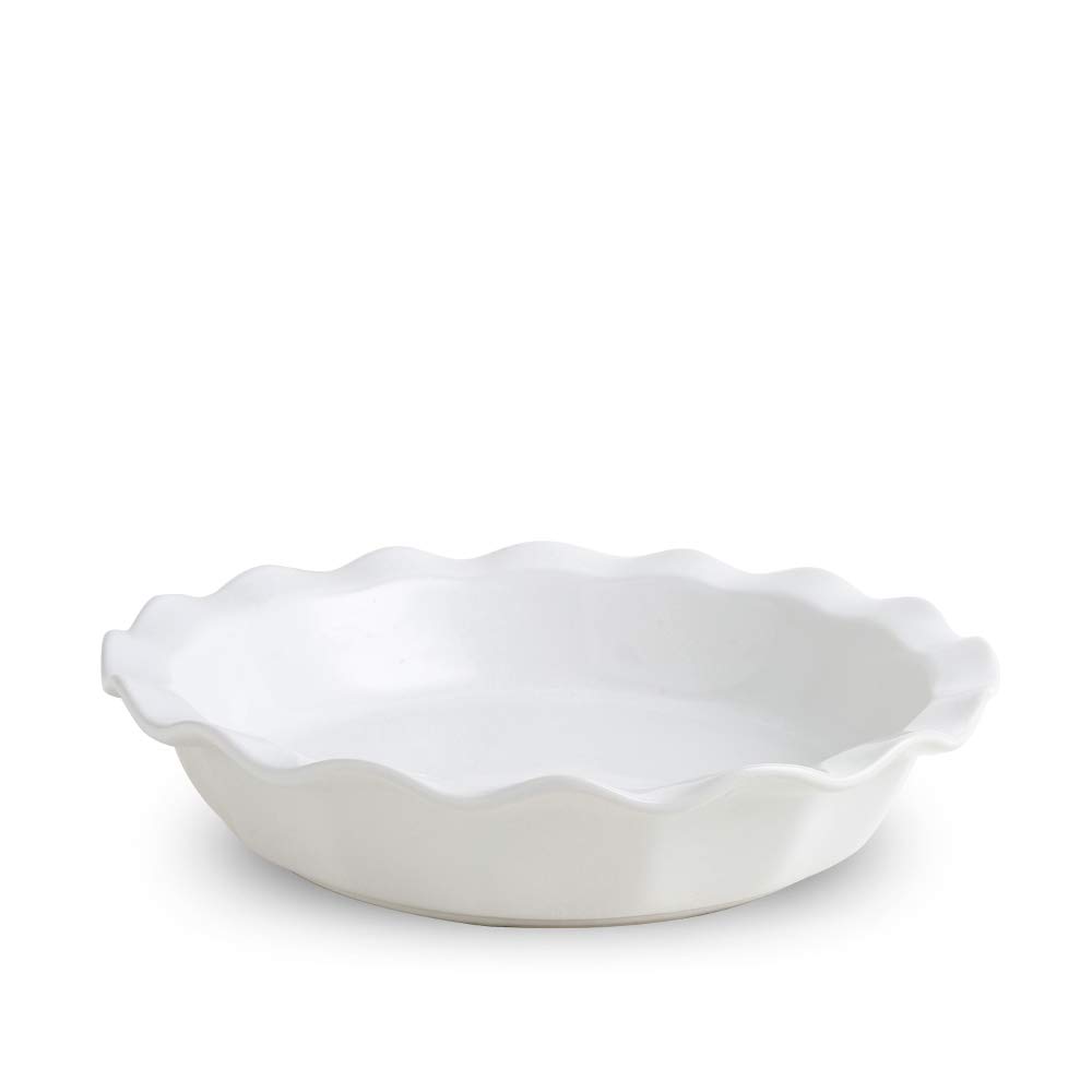 KOOV 9-Inch Ceramic Pie Dish - Round Baking Pan for Desserts, Pies, Quiches & Dinner - Oven Safe Gradient Series (White) - Perfect for Thanksgiving, Christmas & Family Gatherings