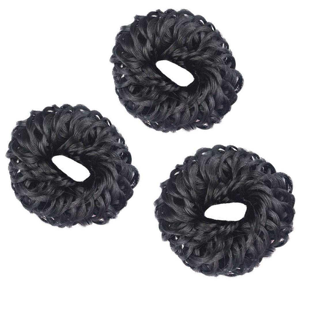 GuruEmbellish Set of 3 Black Juda Hair Bands for Women & Girls - Stretchy Bun Maker Headbands for Ponytails, Workouts & Everyday Styling